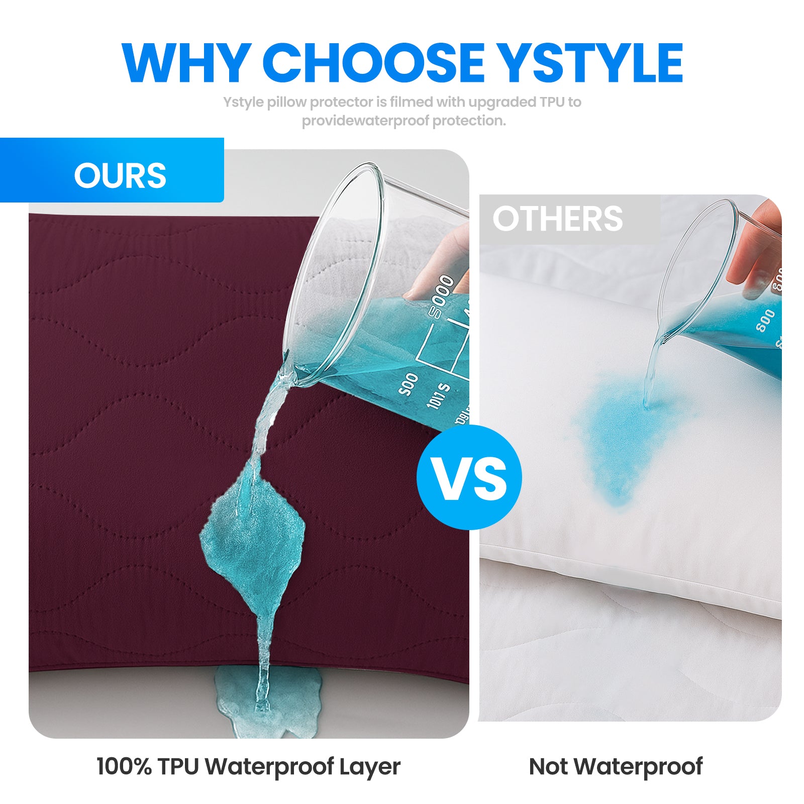 YSTYLE 2 Waterproof Pillowcases 50x80cm Breathable Anti Mite-YSTYLE