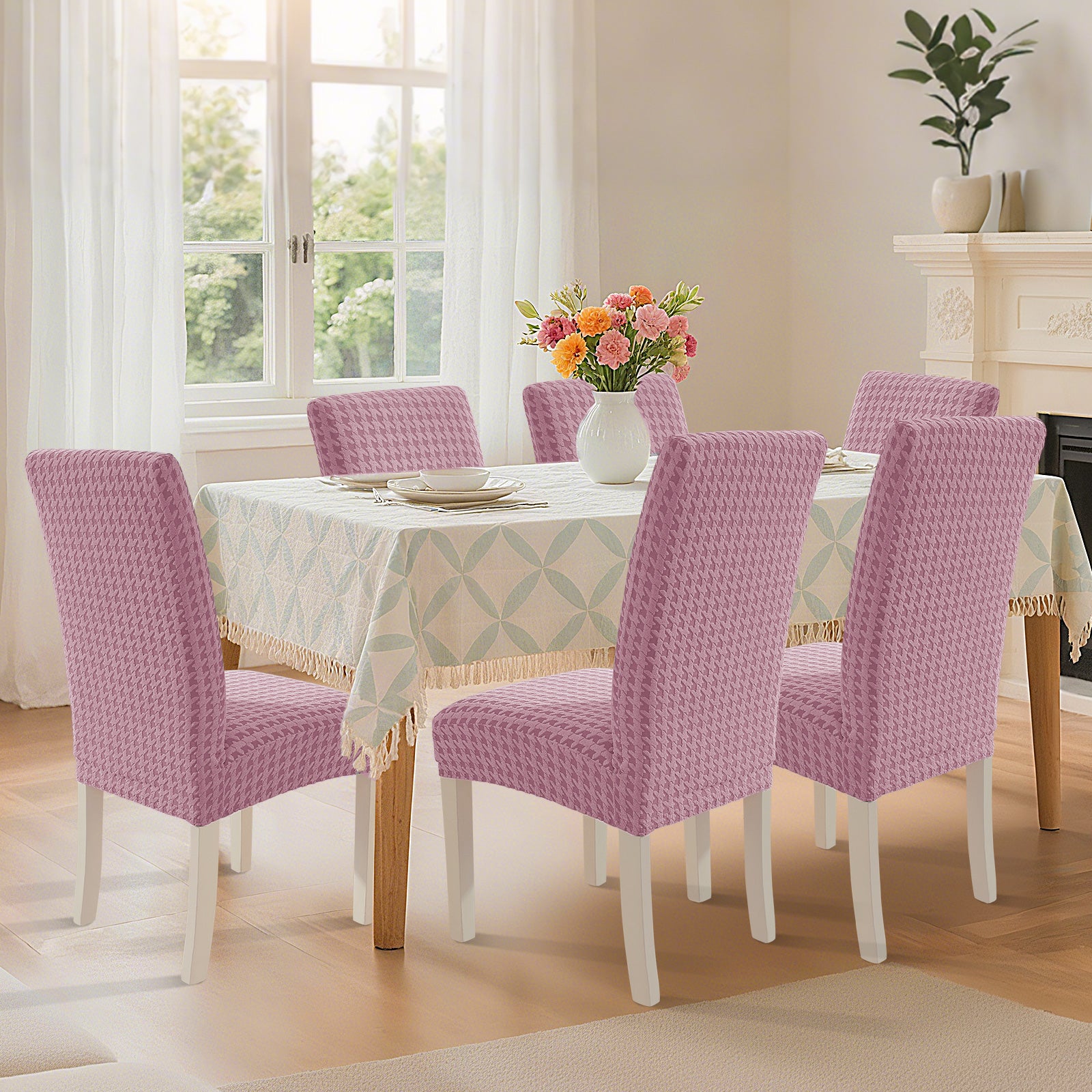 Ystyle 4-Piece Chair Covers with Backrest, Elastic Living Room Kitchen Chair Slipcovers, Universal Stretch Dining Chair Covers, Modern Cat-Scratch Resistant Chair Protectors