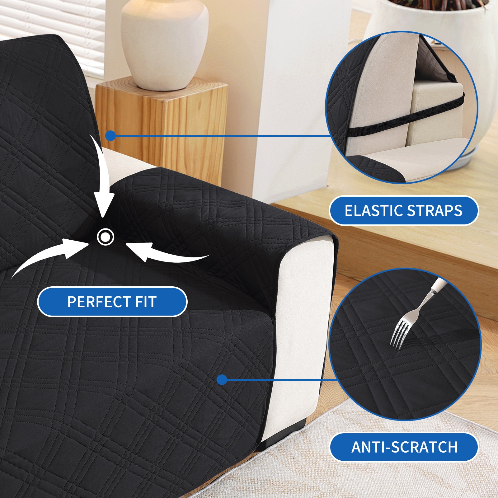 YSTYLE Reversible 4 Seater Corner Sofa Cover Quilted Anti Slip-YSTYLE