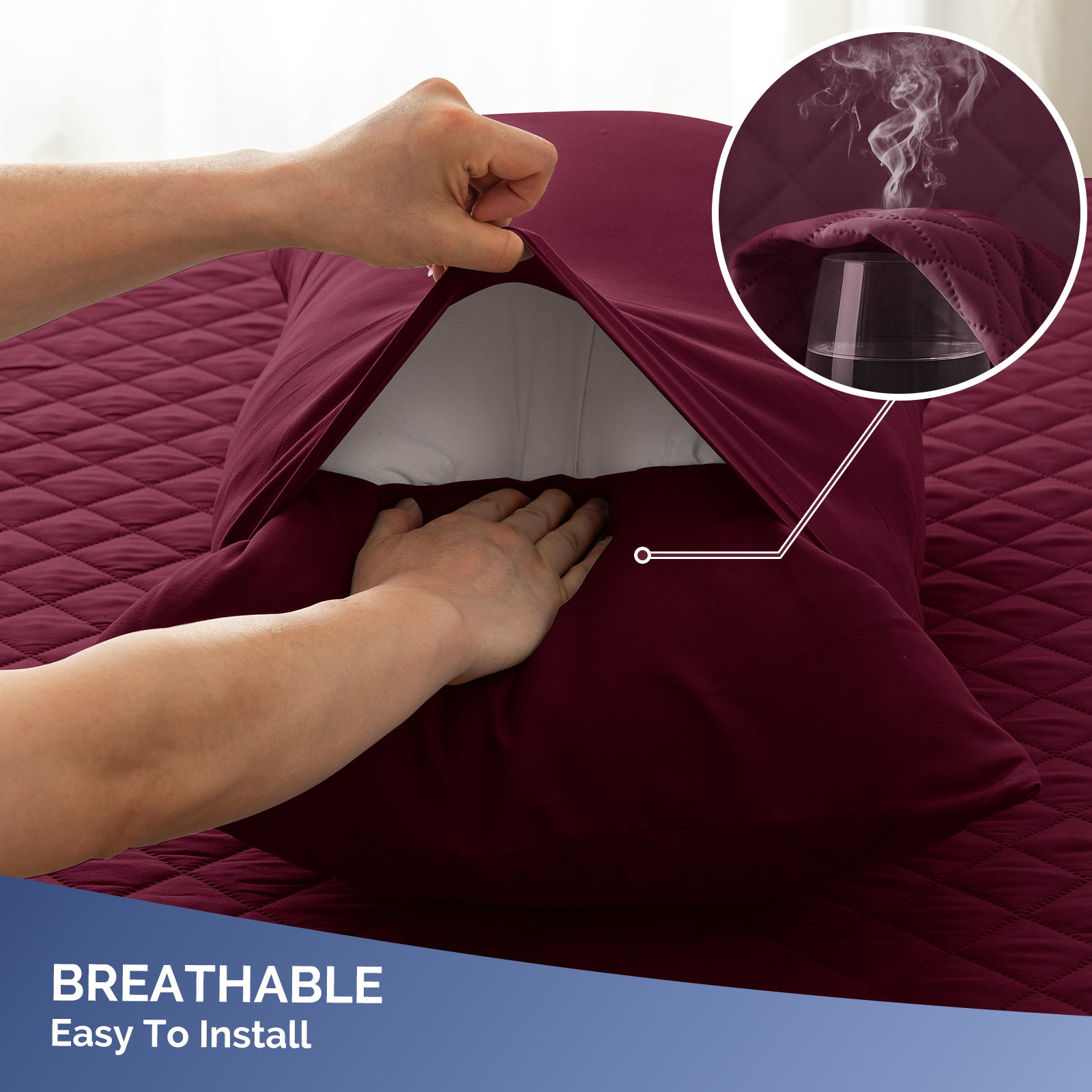 YSTYLE 2 Waterproof Pillowcases 50x80cm Breathable Anti Mite-YSTYLE