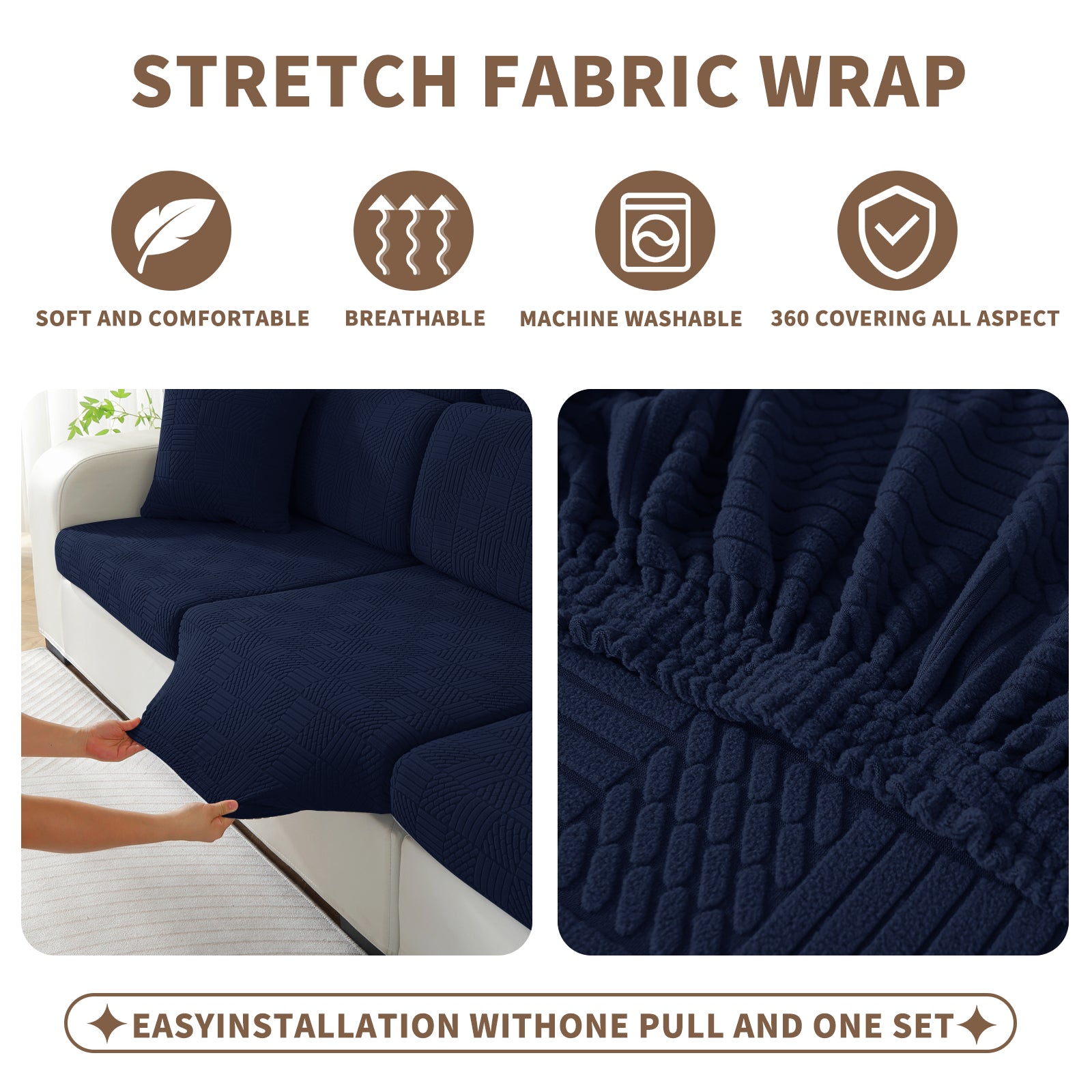 YSTYLE Copertura per sedile divano elasticizzata forma ad L motivo geometrico