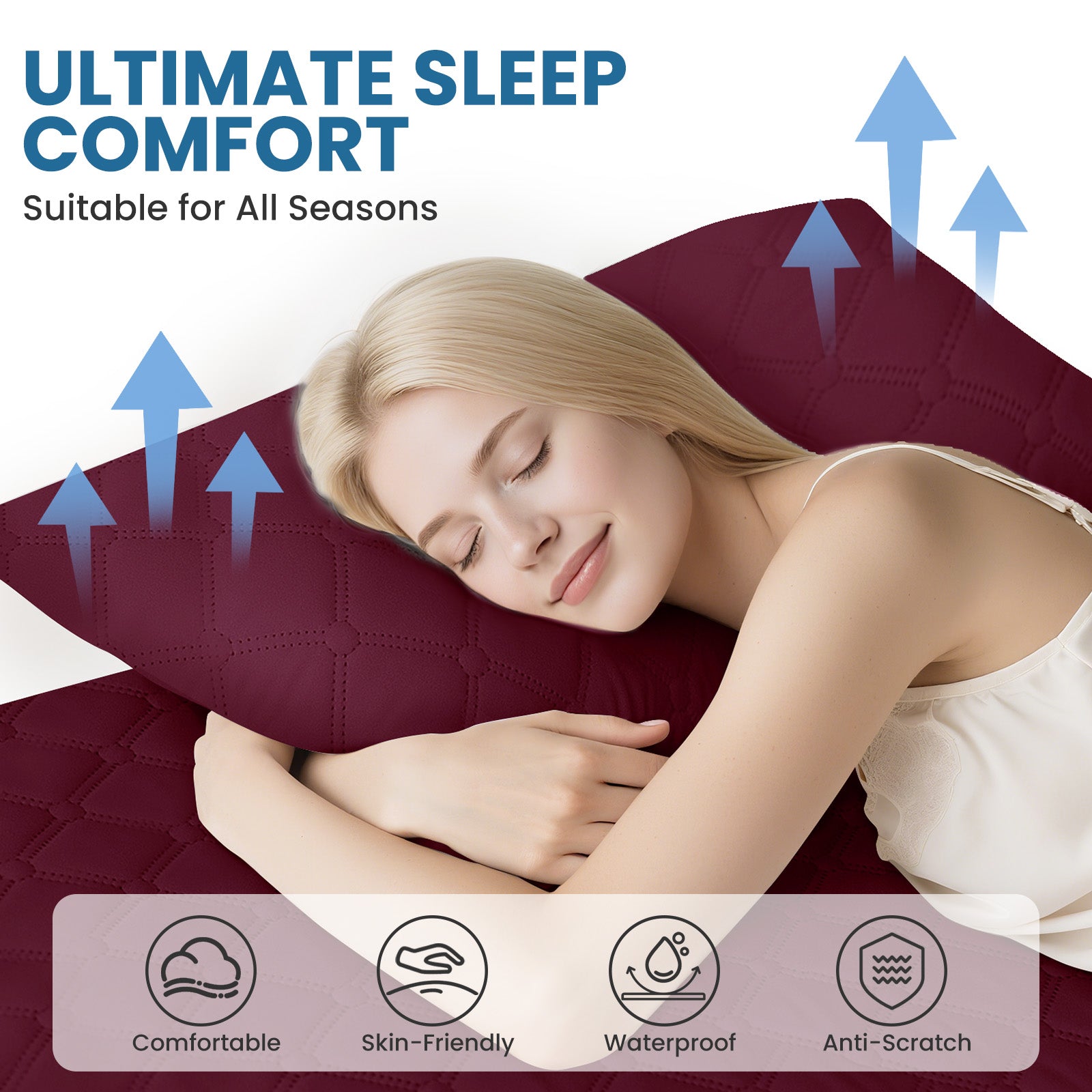 Ystyle Waterproof Pillow Protectors 50x80 cm Set of 2, Scratch-Resistant Pillowcase Covers