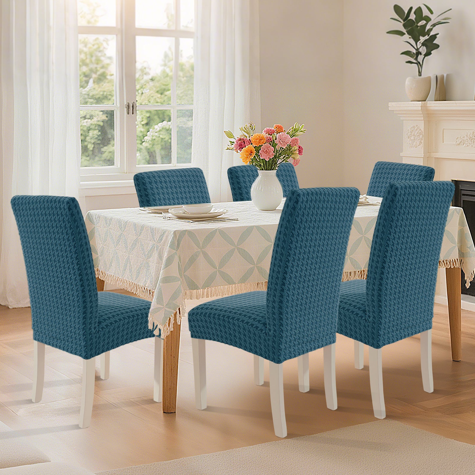 Ystyle 4-Piece Chair Covers with Backrest, Elastic Living Room Kitchen Chair Slipcovers, Universal Stretch Dining Chair Covers, Modern Cat-Scratch Resistant Chair Protectors