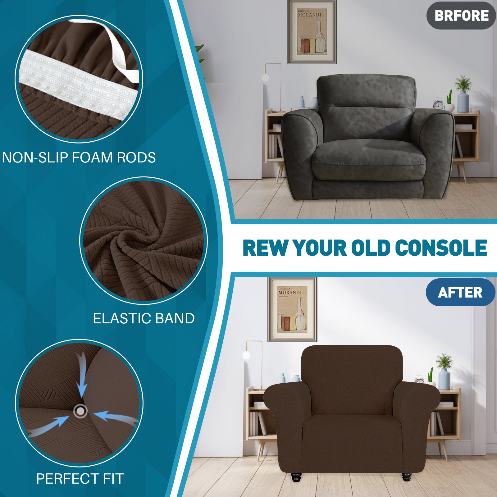 YSTYLE Hoch Stretch 1-Sitzer Sessel Bezug Anti-Rutsch Waschbar