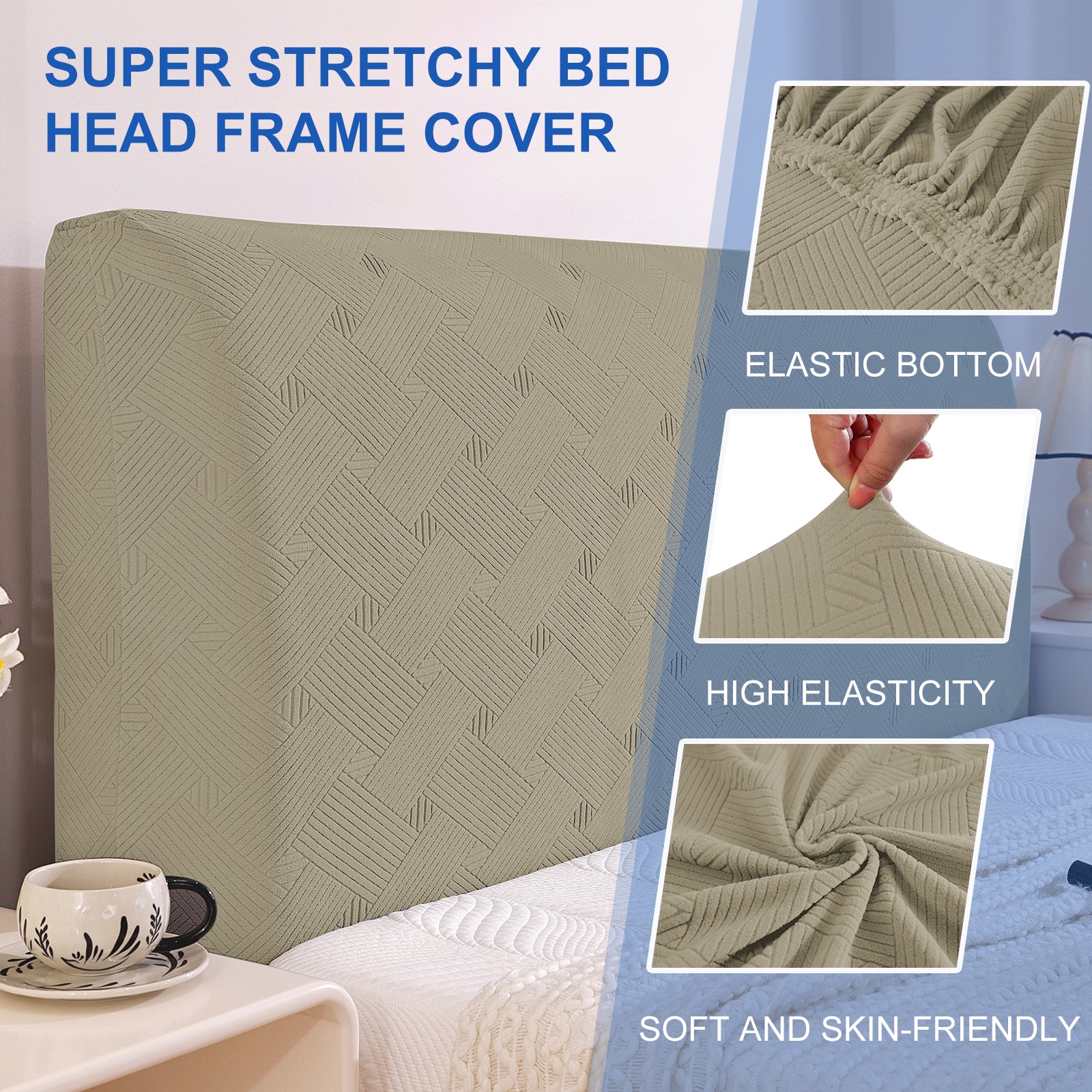 Ystyle 150cm Bed Headboard Cover, Elasticized Double/Single Bed Headboard Cover, Washable Double Bed Headboard Slipcover, Universal Dust-Proof Headboard Cover