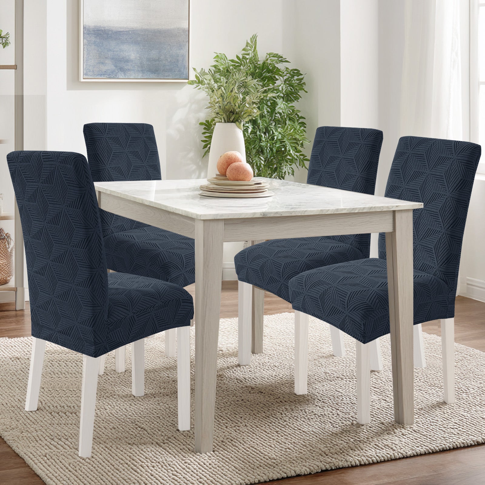 Ystyle 4-Piece Chair Covers with Backrest, Elastic Slipcovers, Universal Living Room Kitchen Chair Protectors, Cat Scratch-Resistant Modern Stain-Proof Dining Chair Covers