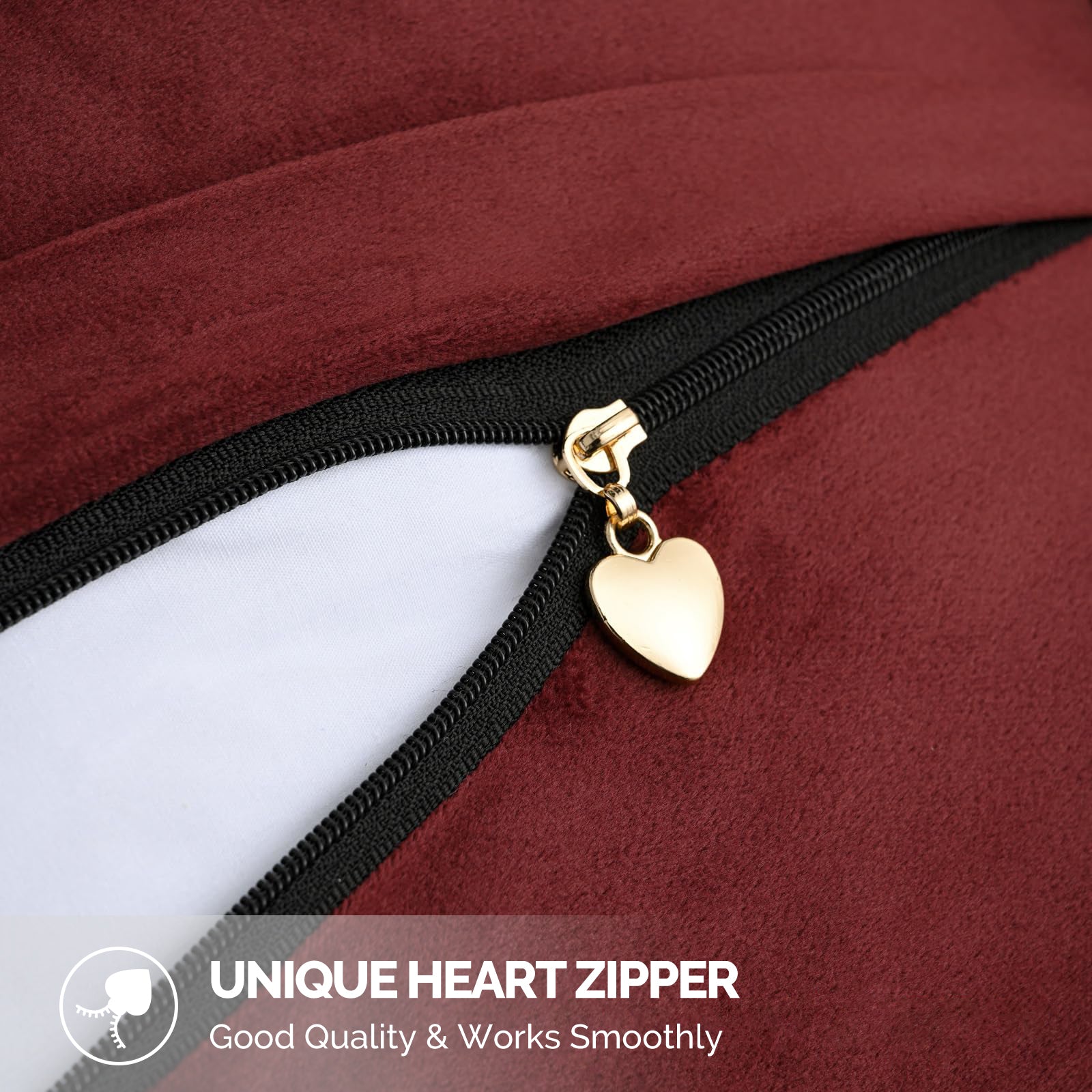 Ystyle Chenille Sofa Cushion Covers 60 x 60 cm, 2 Pieces, Soft Durable Heart-Shaped Cushion Cover, Decorative Elegant Pillow Case for Living Room