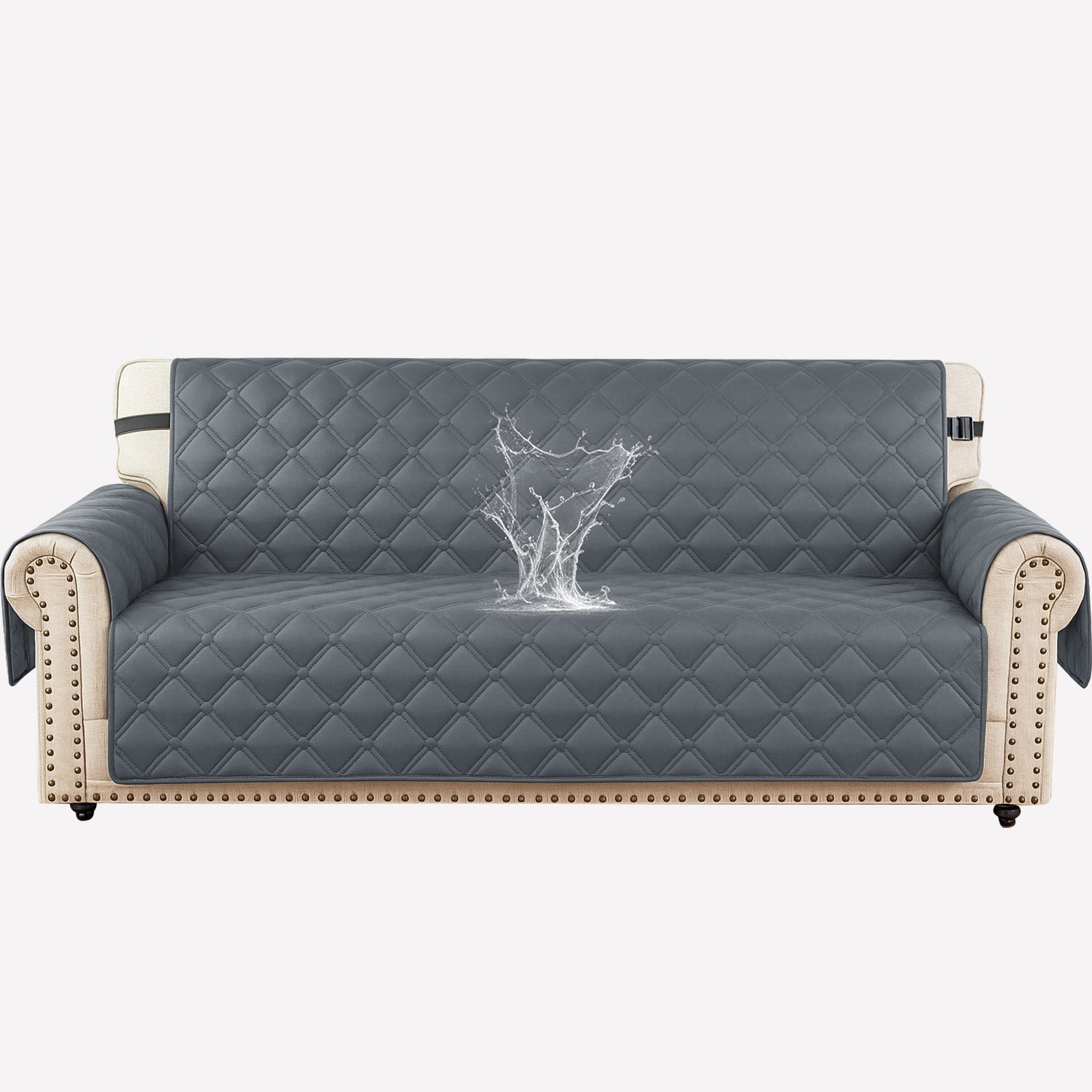 Ystyle Waterproof 3 Seater Sofa Cover with Armrests Side Pockets