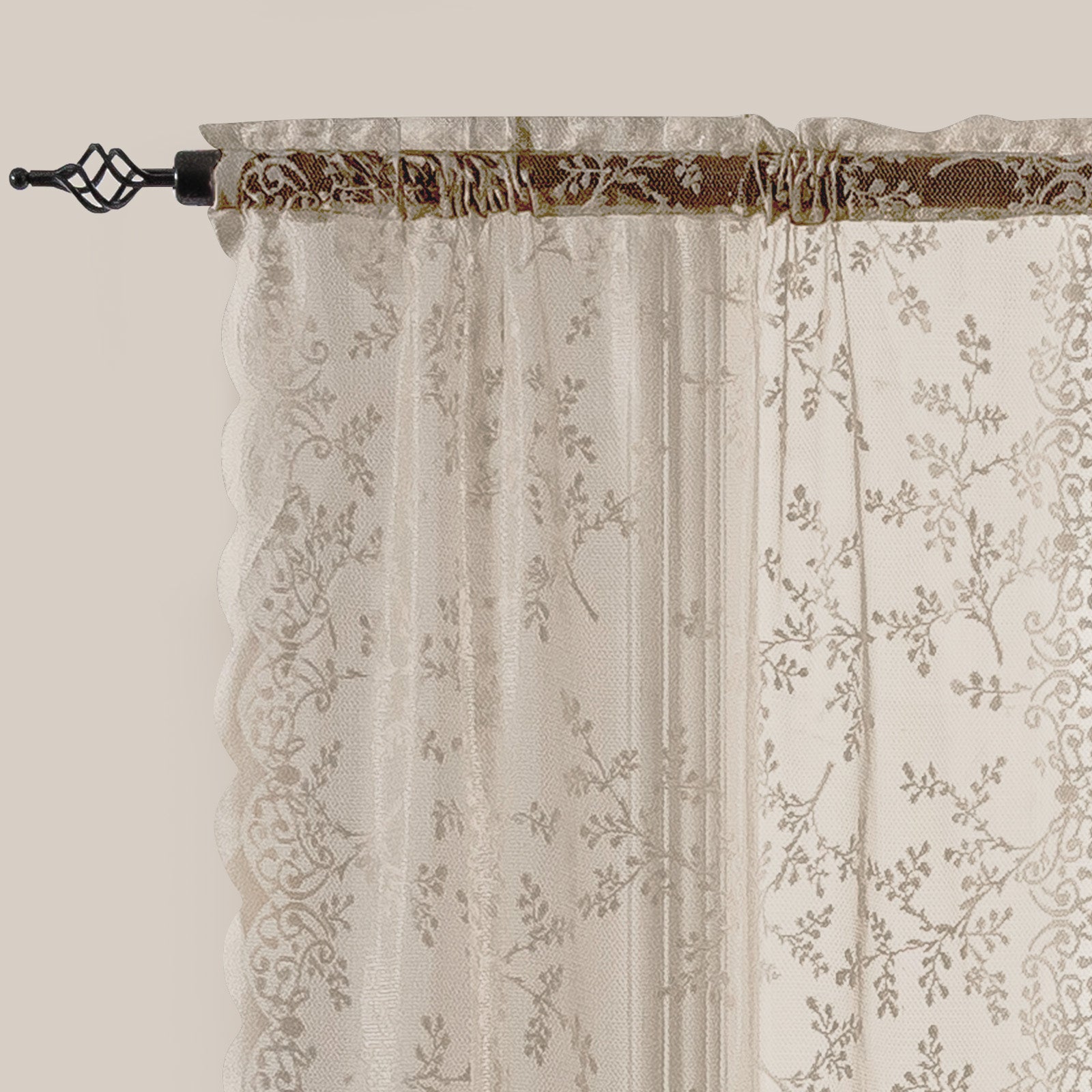 Ystyle 2 Panels Set Semi-Sheer Indoor Curtains, 70x120cm, Classic Lace Voile Curtains with Rod Pocket