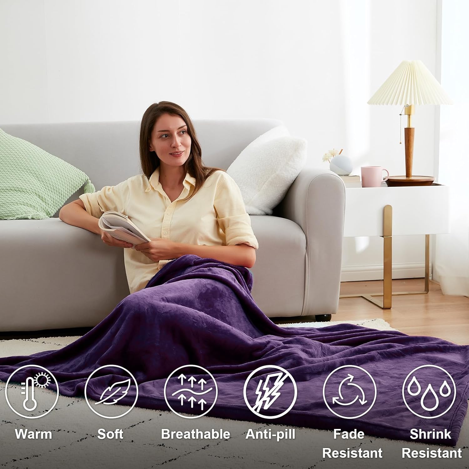 YSTYLE Soft Flannel Fleece Twin Blanket Plush Throw 160 x 200 CM