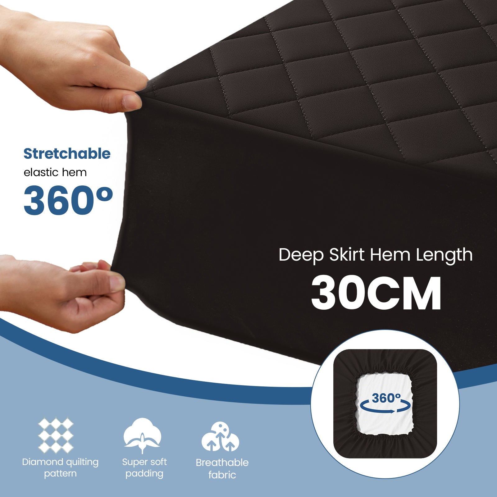 Waterproof Quilted Mattress Protector with Deep Pocket and Elastic Fit
