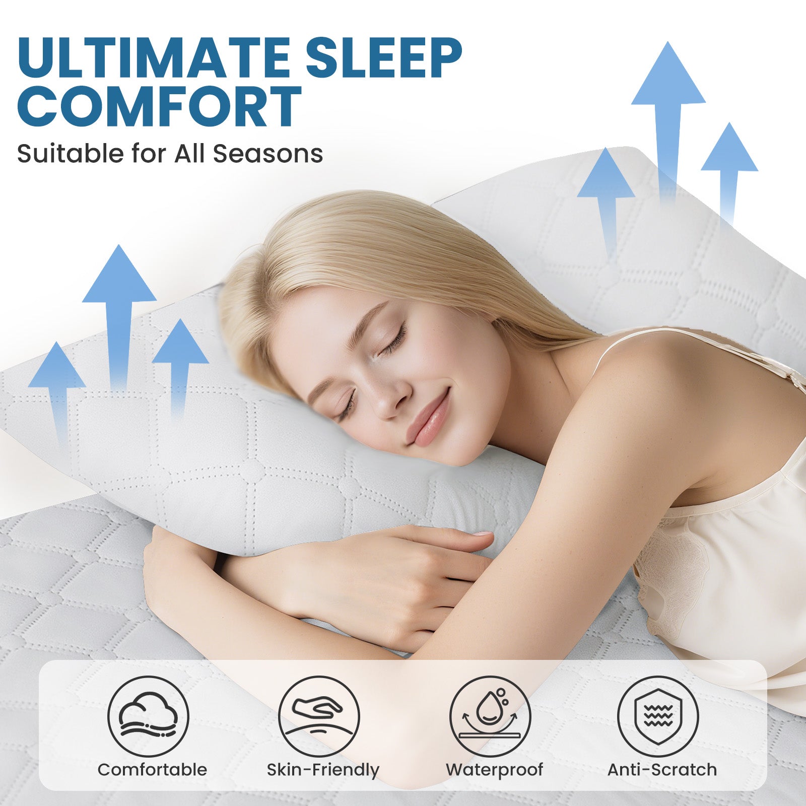 Ystyle Waterproof Pillow Protectors 50x80 cm Set of 2, Scratch-Resistant Pillowcase Covers