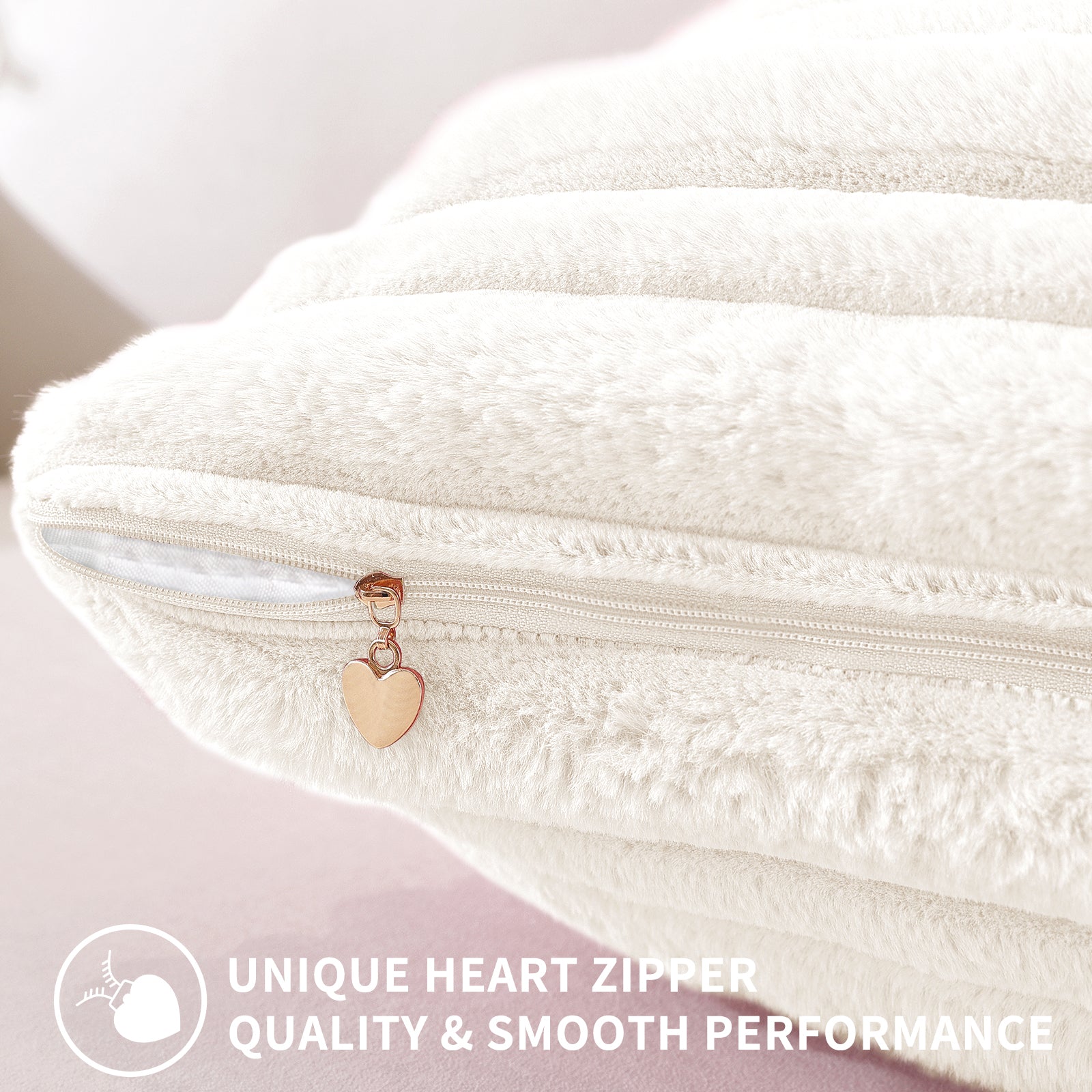 Ystyle Set of 2 Velvet Cushion Cover 50 x 50, Super Soft Striped Cushion Covers, Decoration Cushion Covers with Heart-Shaped Zipper, for Sofa Chair Bed Living Room