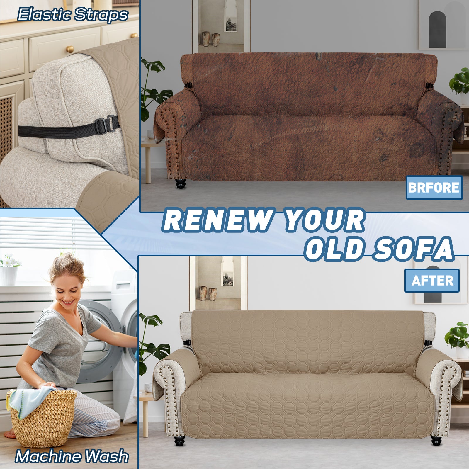 YSTYLE imperméable 1 Seater canapé couverture with accoudoirs antidérapant