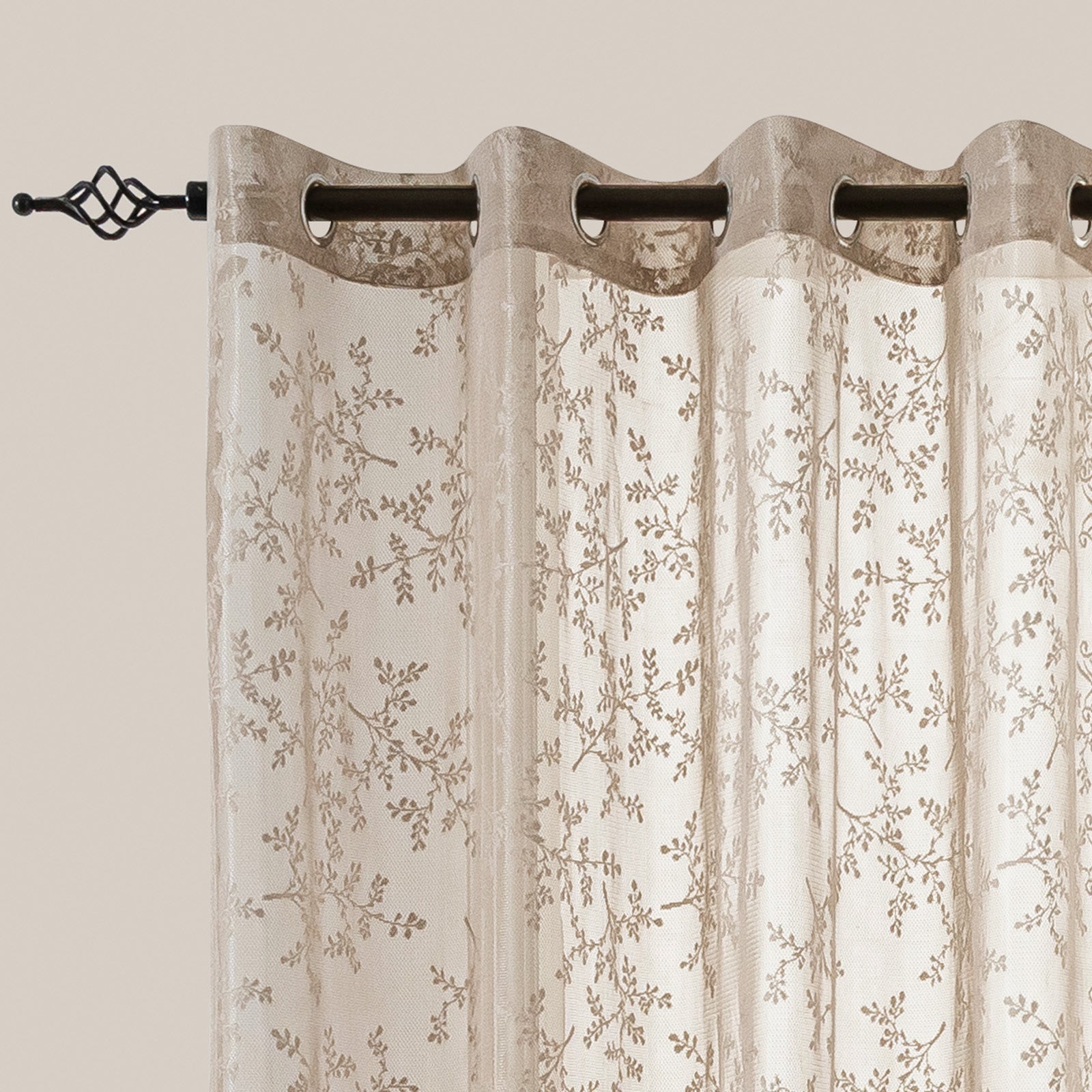 YSTYLE 2 Pieces Semi Sheer Lace Curtains Eyelets-YSTYLE