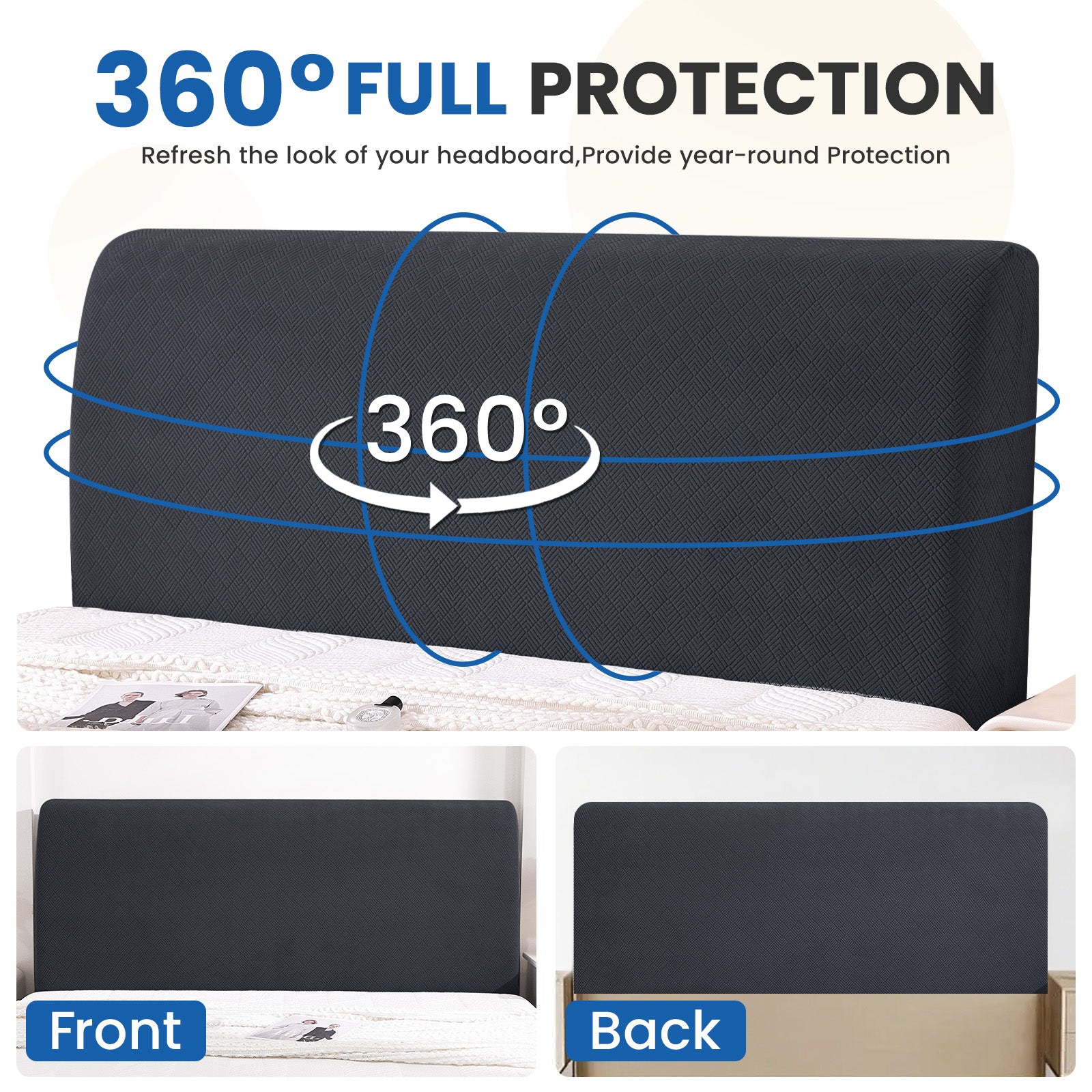 Ystyle 120cm Single Bed Headboard Cover Elasticated Headboard Slipcover, Universal Washable Single Bed Headboard Cover, Dust-Proof Headboard Protector