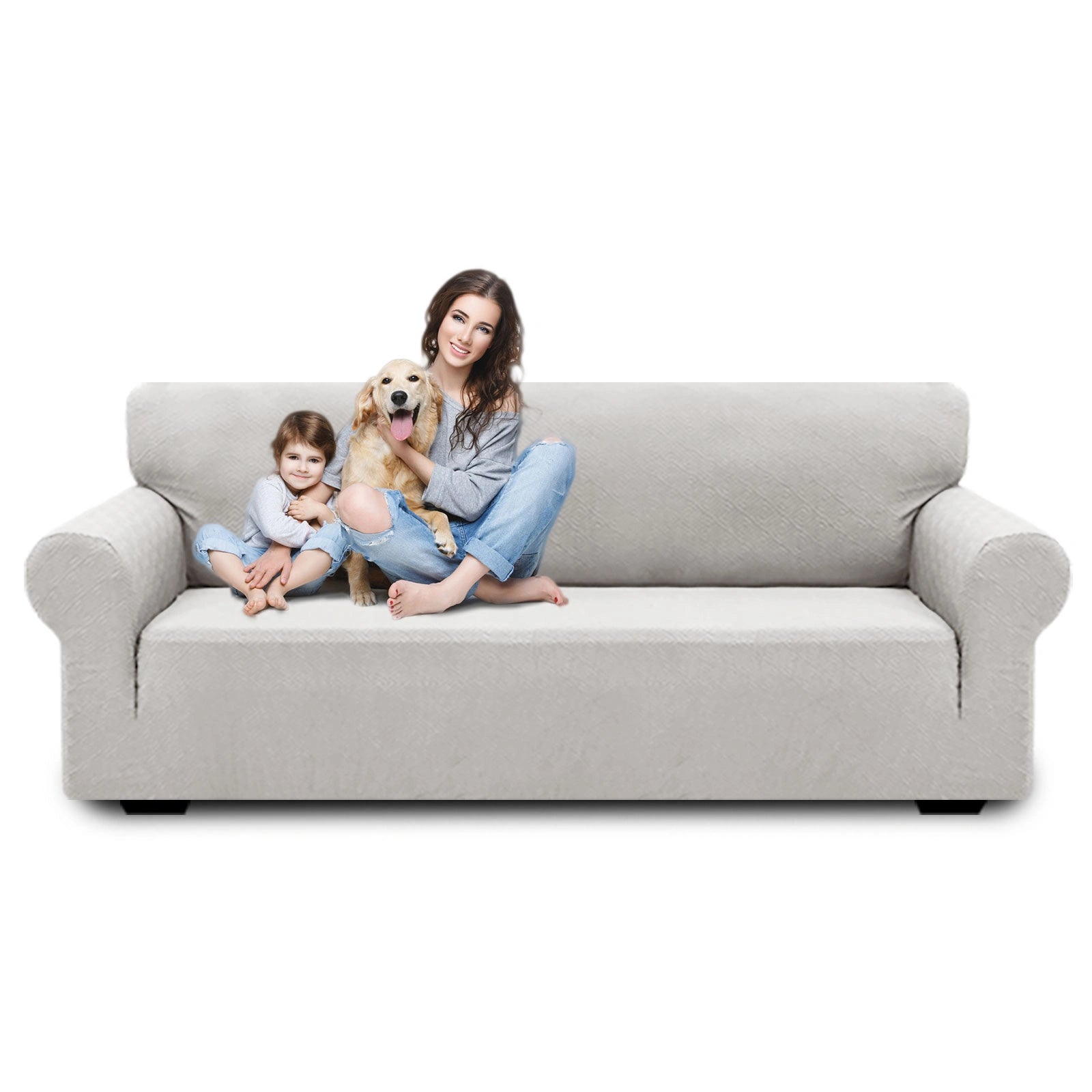 Cubierta de sofá de 4 asientos YSTYLE - Ajuste elástico, resistente a arañazos de mascotas, geométrico jacquard, antideslizante, lavable - Forma de espalda
