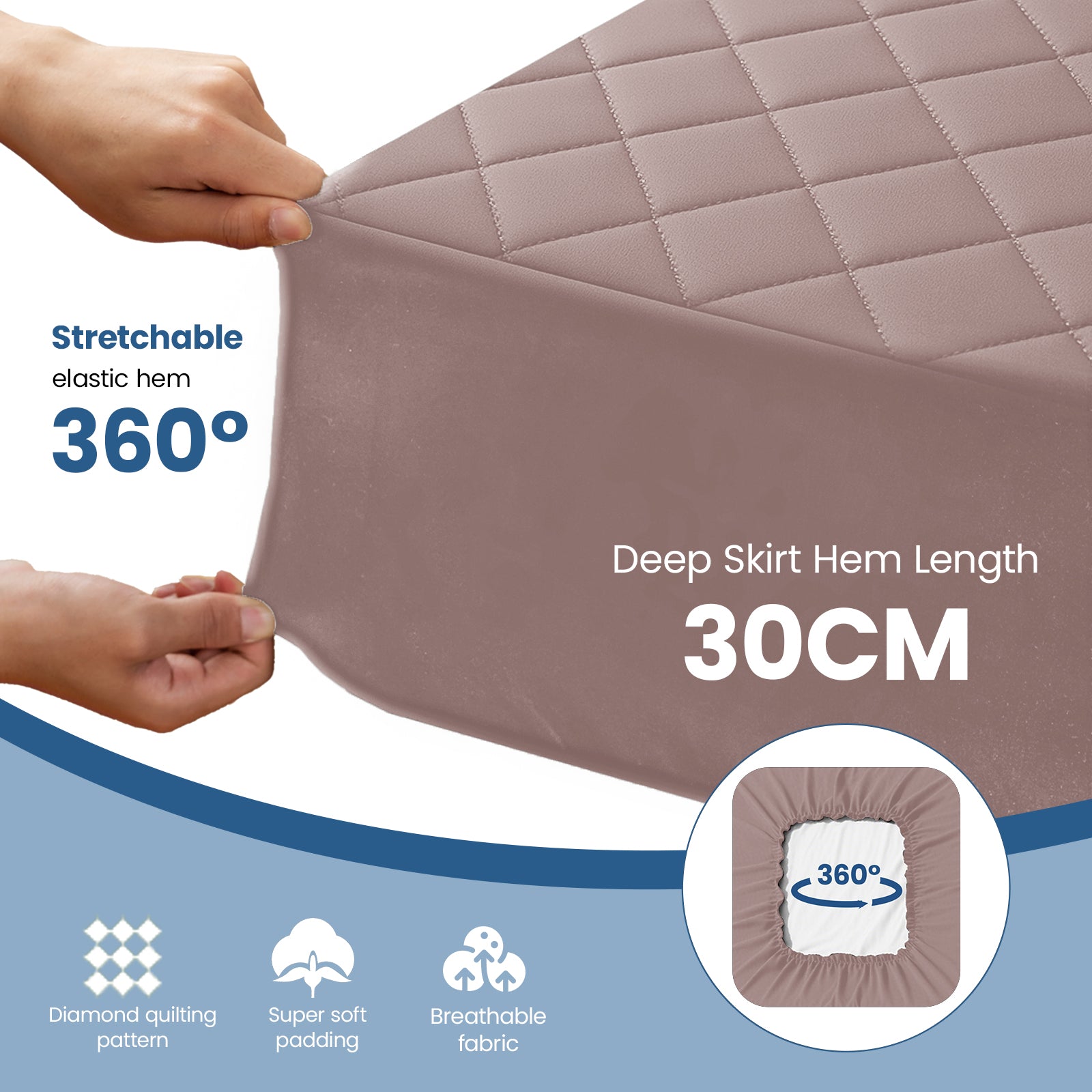 Waterproof Quilted Mattress Protector with Deep Pocket and Elastic Fit