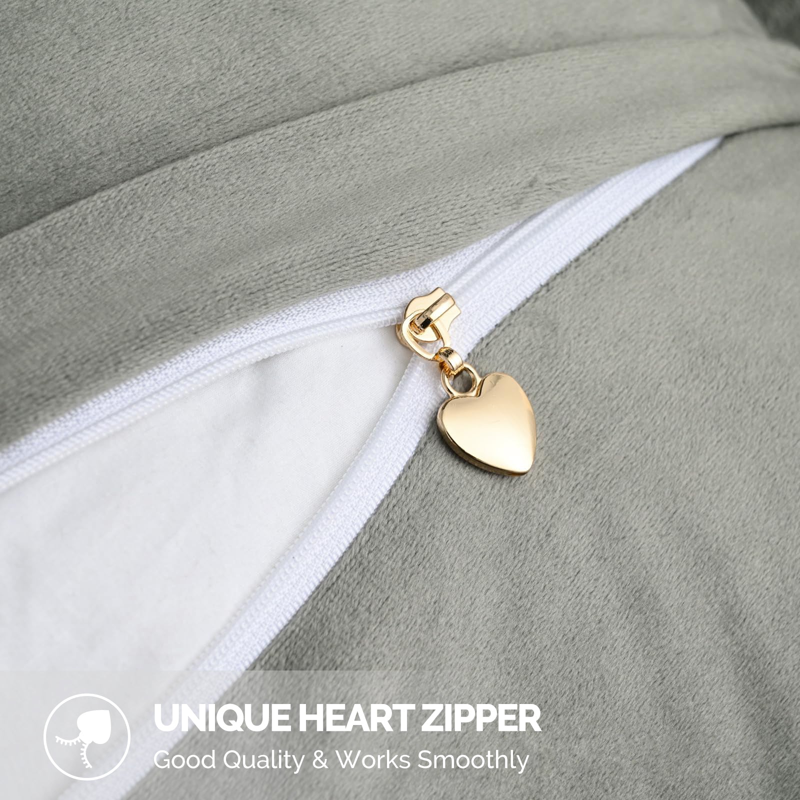 Ystyle Chenille Sofa Cushion Covers 60 x 60 cm, 2 Pieces, Soft Durable Heart-Shaped Cushion Cover, Decorative Elegant Pillow Case for Living Room