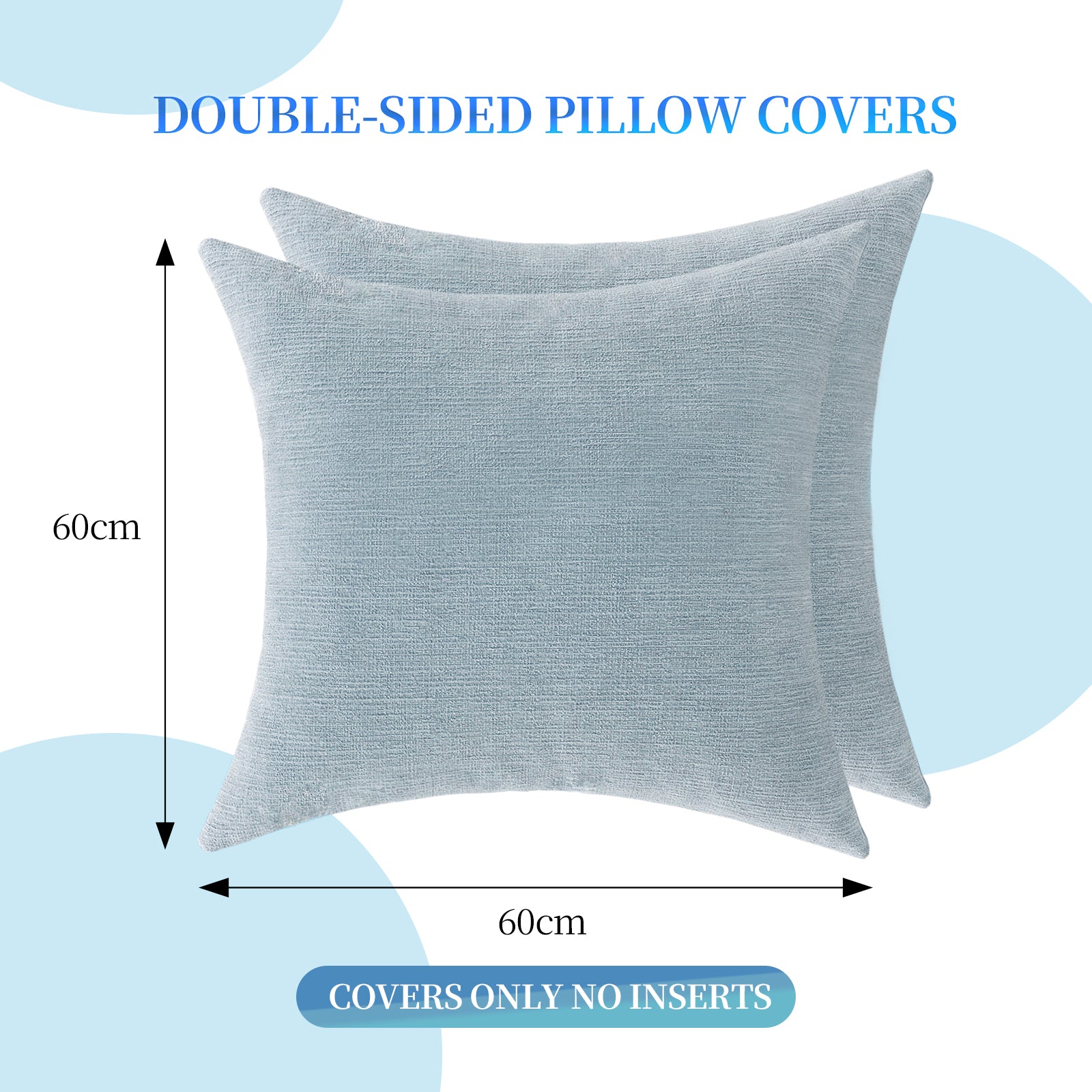 Ystyle 2 Pieces Linen Cushion Covers 60 x 60 cm, Decorative Sofa Cushion Covers, Invisible Zipper, Modern, Comfortable Sturdy, for Living Room, Bedroom