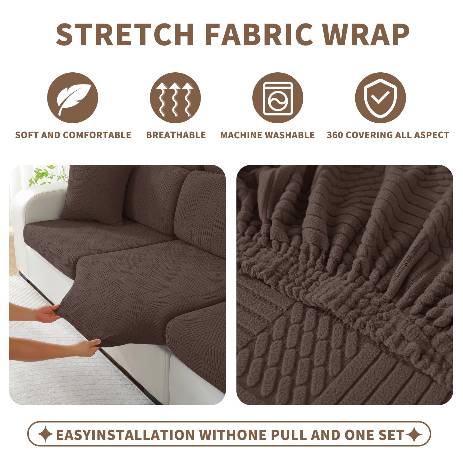 YSTYLE Copertura per sedile divano elasticizzata grande 1 posto motivo geometrico