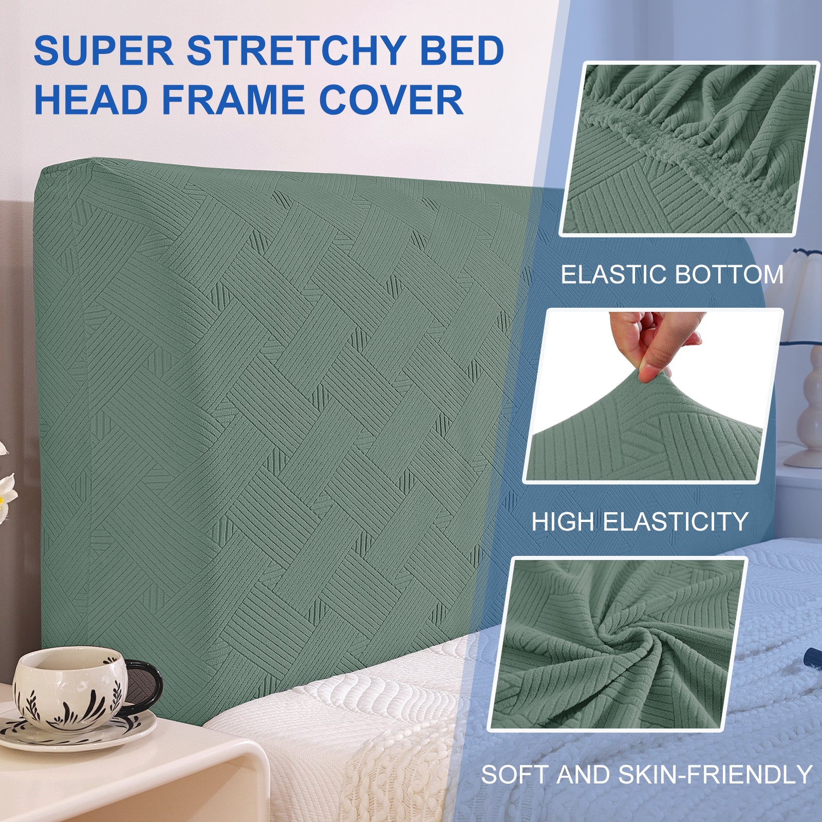 Ystyle 150cm Bed Headboard Cover, Elasticized Double/Single Bed Headboard Cover, Washable Double Bed Headboard Slipcover, Universal Dust-Proof Headboard Cover