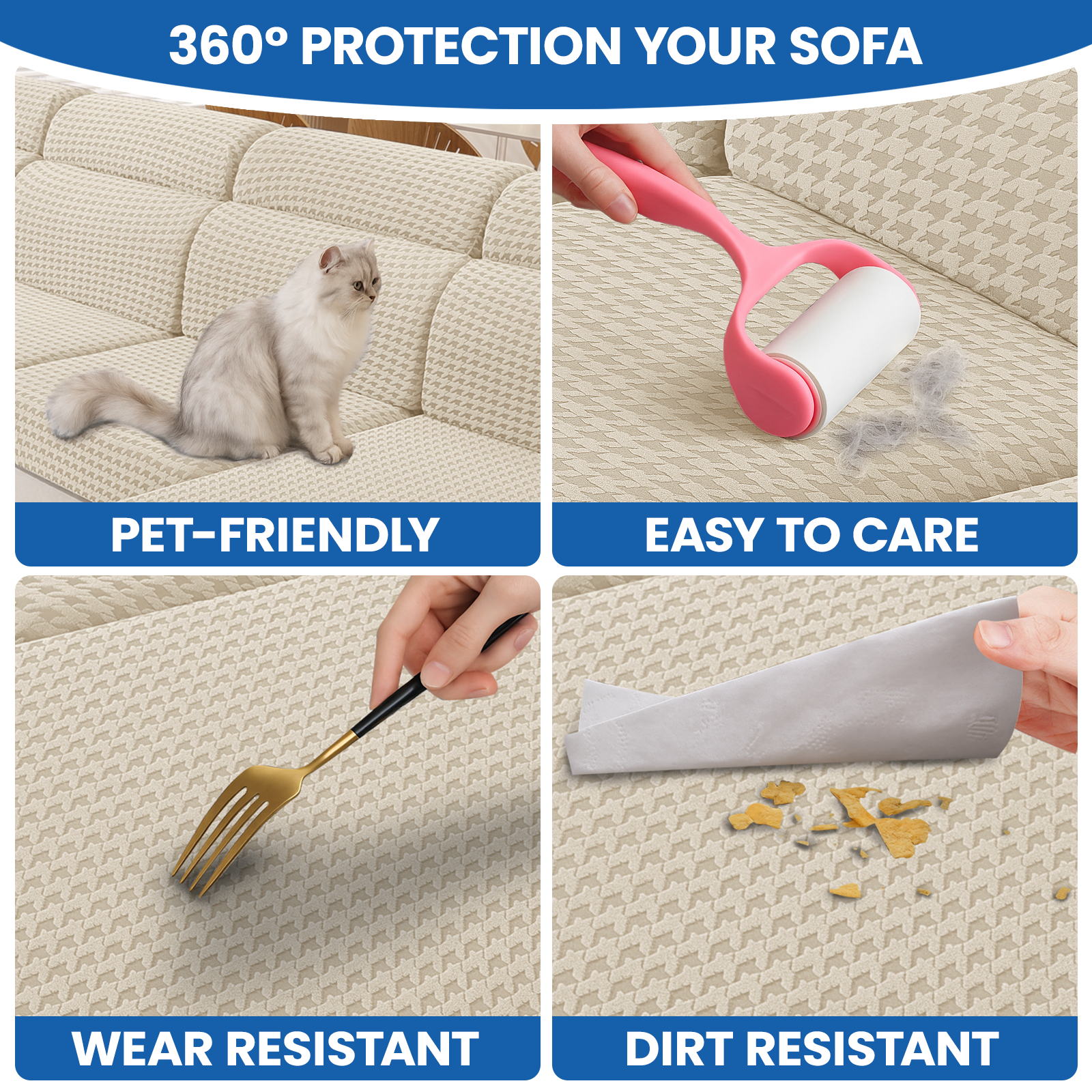 Ystyle 3-Seat Elastic Universal Sofa Seat Cushion Covers, Non-Slip Washable & Super Soft Slipcovers