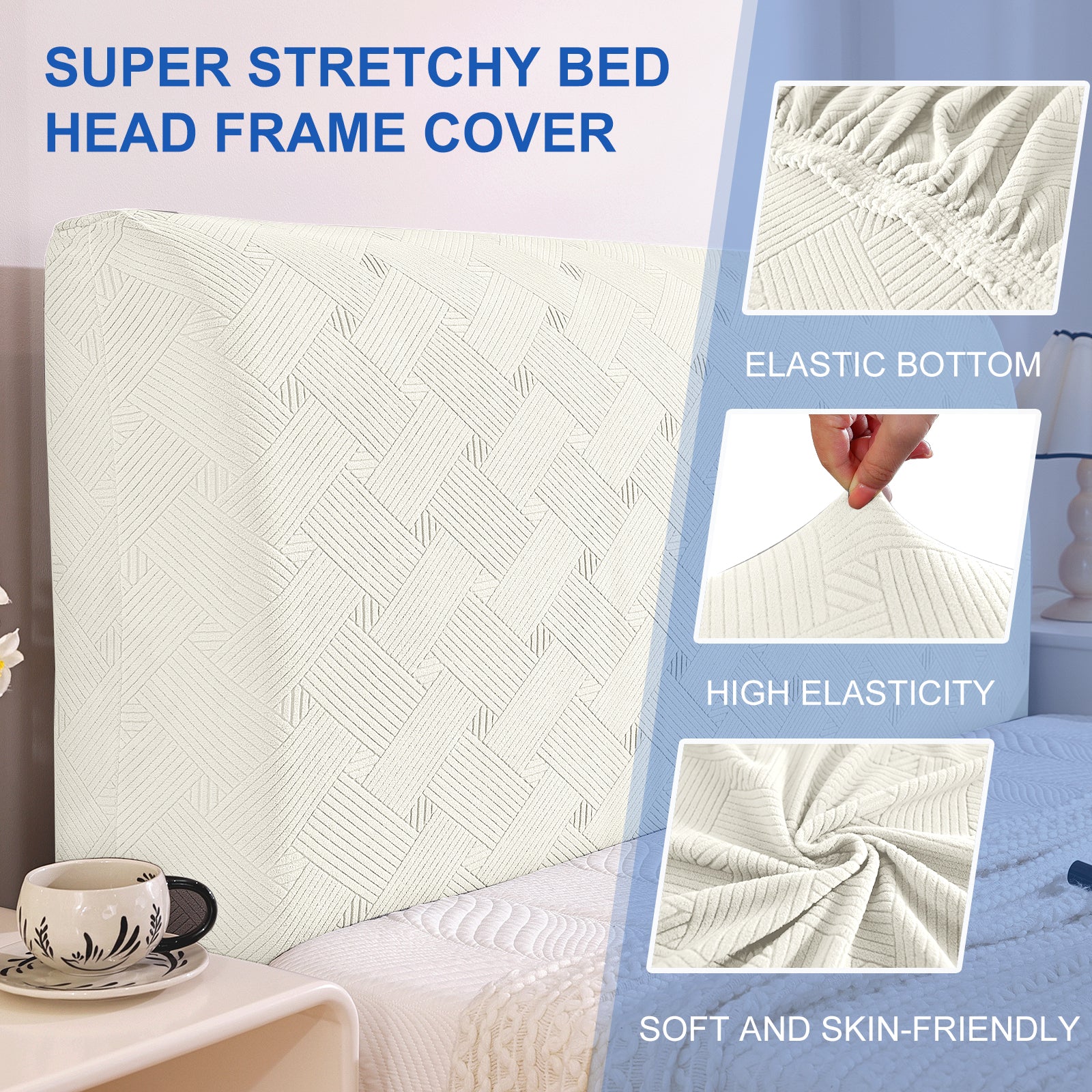 Ystyle 150cm Bed Headboard Cover, Elasticized Double/Single Bed Headboard Cover, Washable Double Bed Headboard Slipcover, Universal Dust-Proof Headboard Cover