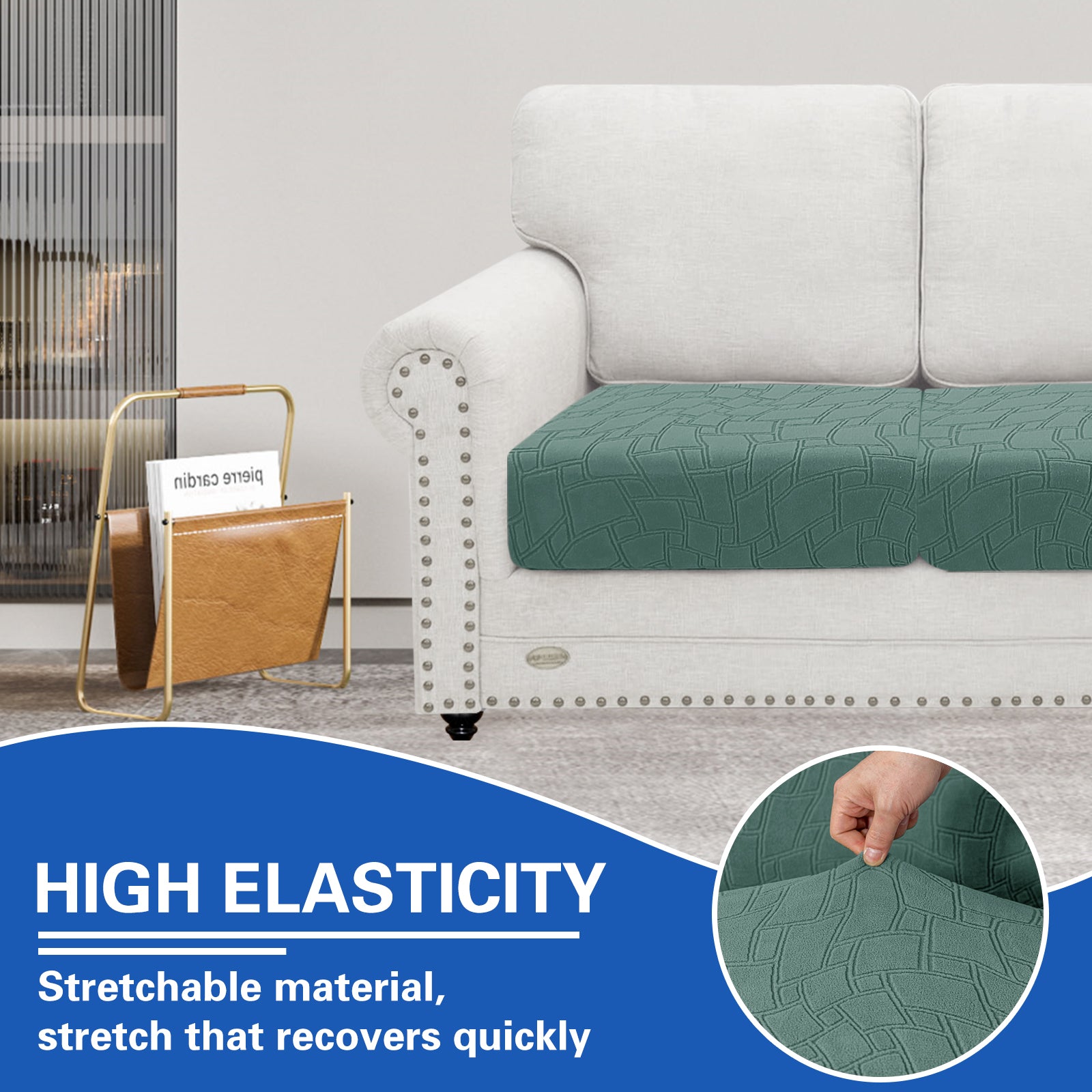 YSTYLE 2 pezzi Copertura per sedile divano elasticizzata 1 posto geometrico anti-scivolo