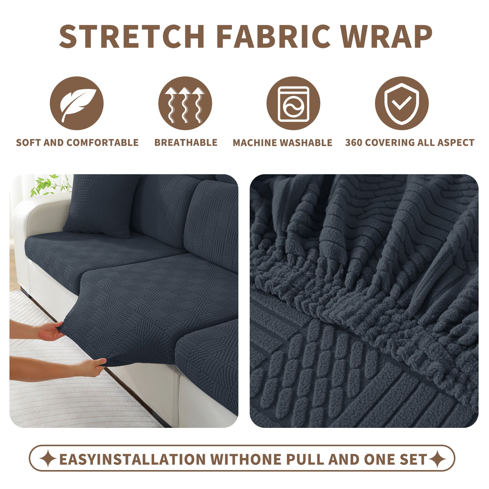 YSTYLE Copertura per sedile divano elasticizzata 1 posto motivo geometrico