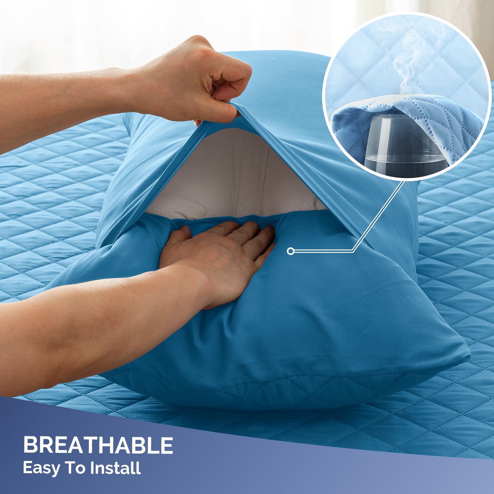 YSTYLE 2 Waterproof Pillowcases 50x80cm Breathable Anti Mite-YSTYLE