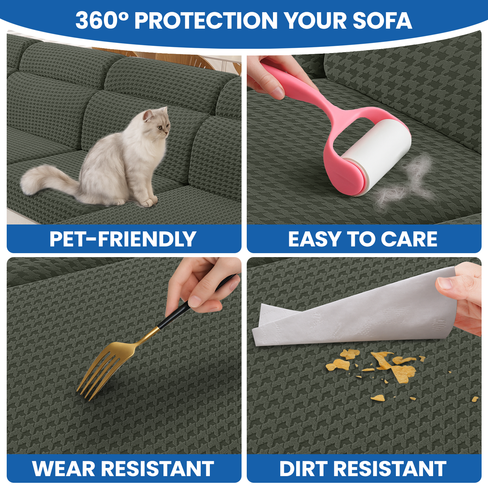 Ystyle 3-Seat Elastic Universal Sofa Seat Cushion Covers, Non-Slip Washable & Super Soft Slipcovers