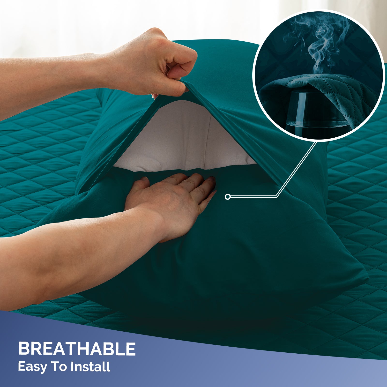 YSTYLE 2 Waterproof Pillowcases 50x80cm Breathable Anti Mite-YSTYLE