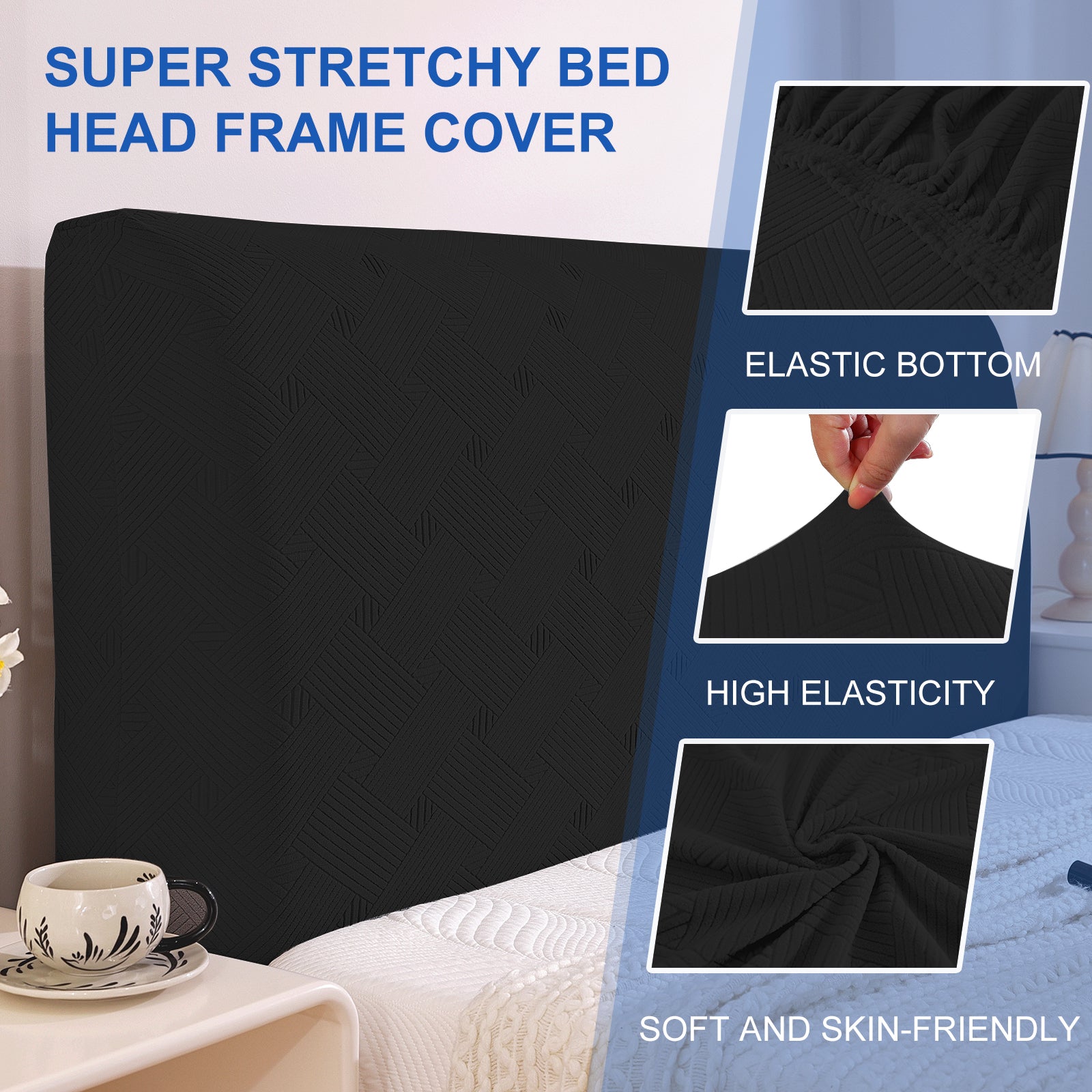 Ystyle 150cm Bed Headboard Cover, Elasticized Double/Single Bed Headboard Cover, Washable Double Bed Headboard Slipcover, Universal Dust-Proof Headboard Cover