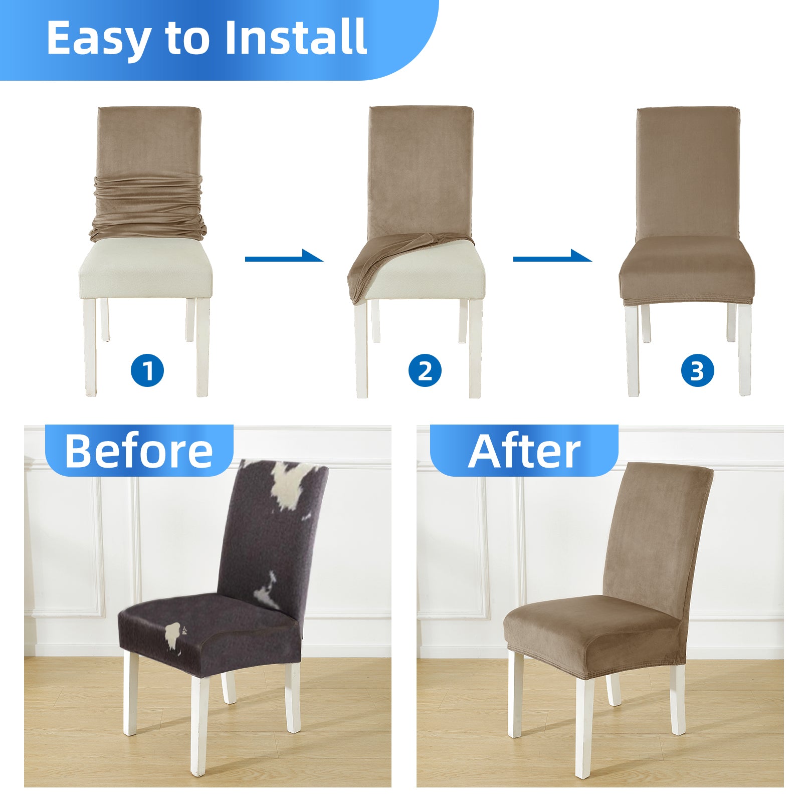 YSTYLE 6 pezzi di coprisedie in velluto elasticizzato con schienale