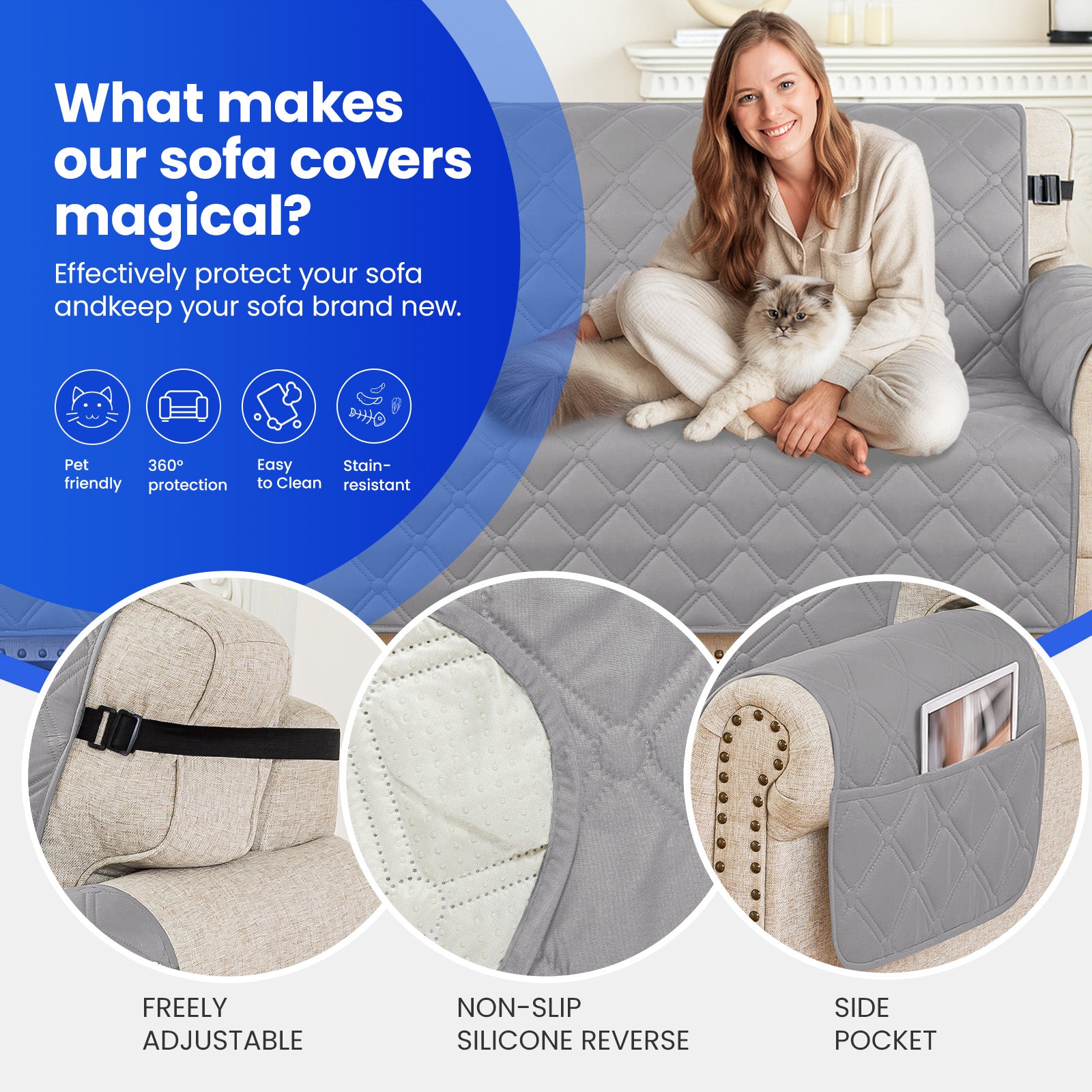 Ystyle Waterproof 4 Seater Corner Sofa Cover Reversible 280 cm-YSTYLE