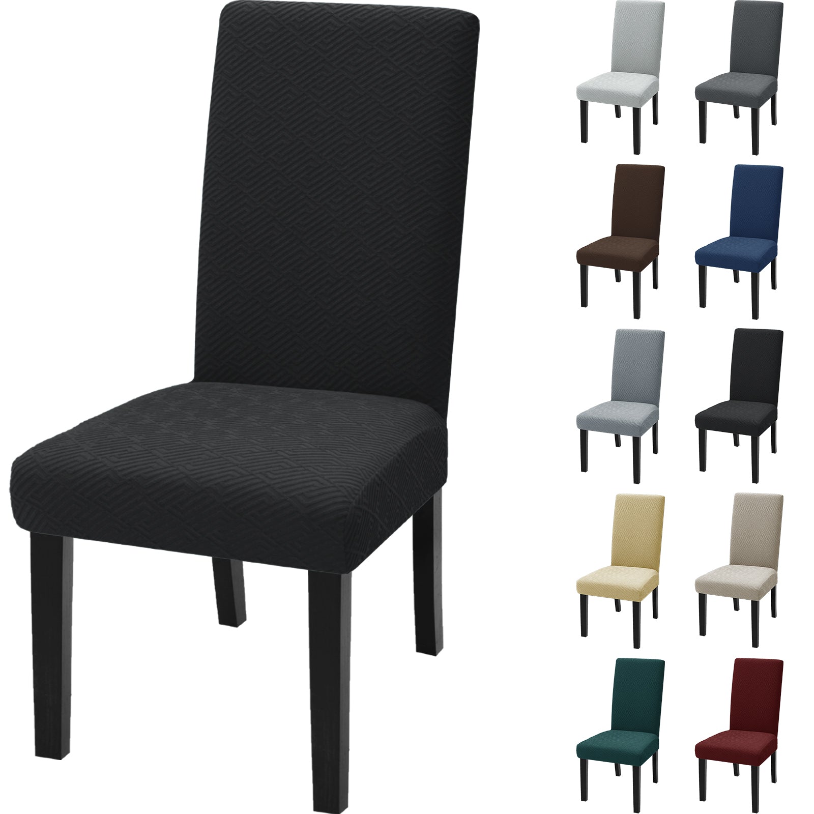 Cubiertas de Silla Estirables YSTYLE - 4 Piezas, Ajuste Universal, Anti-Rayado, Lavables, Estilo Moderno - Espalda Jacquard