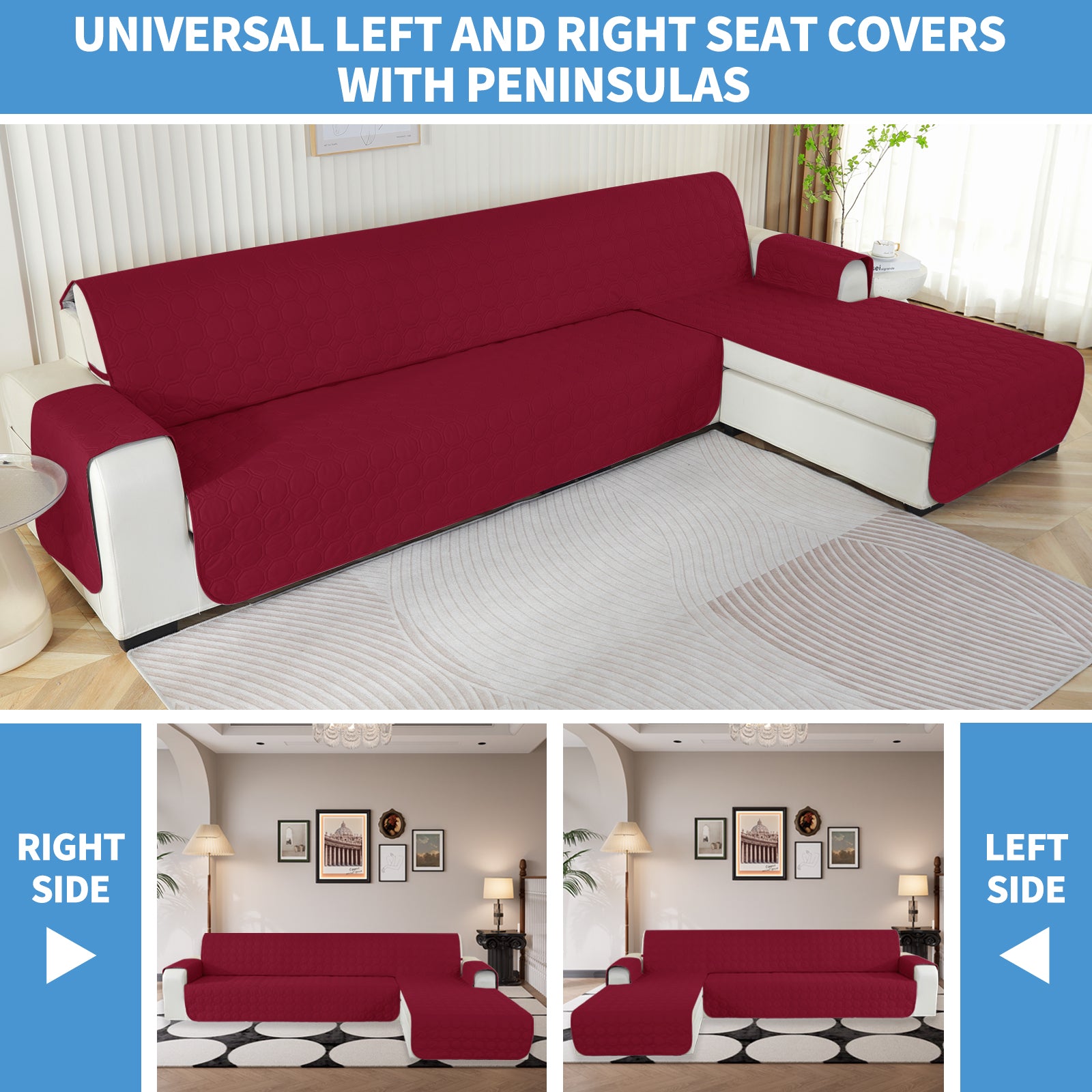 Copertura Impermeabile Reversibile per Divano Angolare a 2 Posti Penisola | YSTYLE