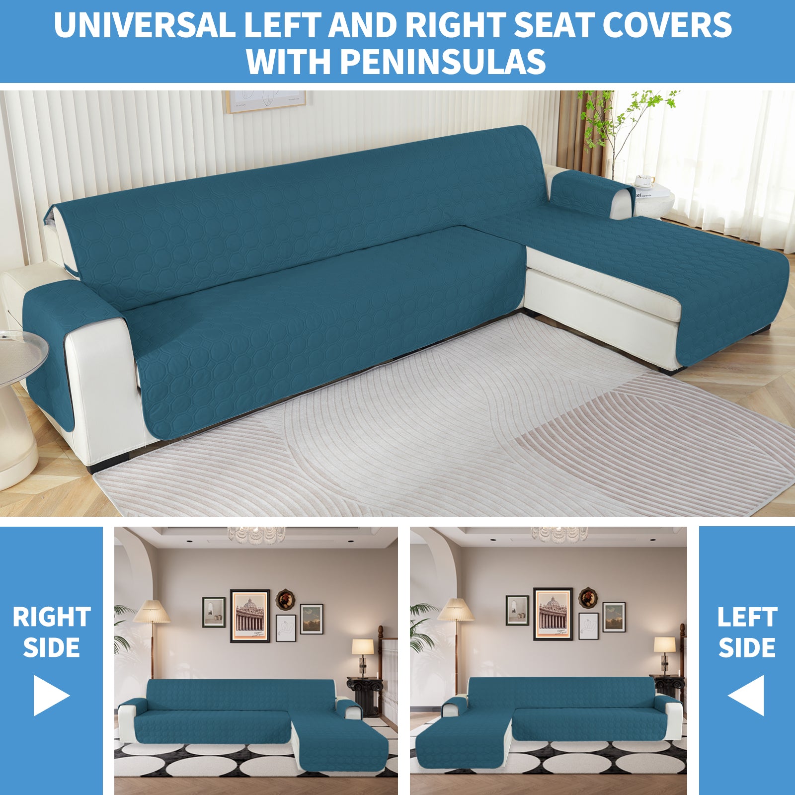 Copertura Impermeabile Reversibile per Divano Angolare a 2 Posti Penisola | YSTYLE