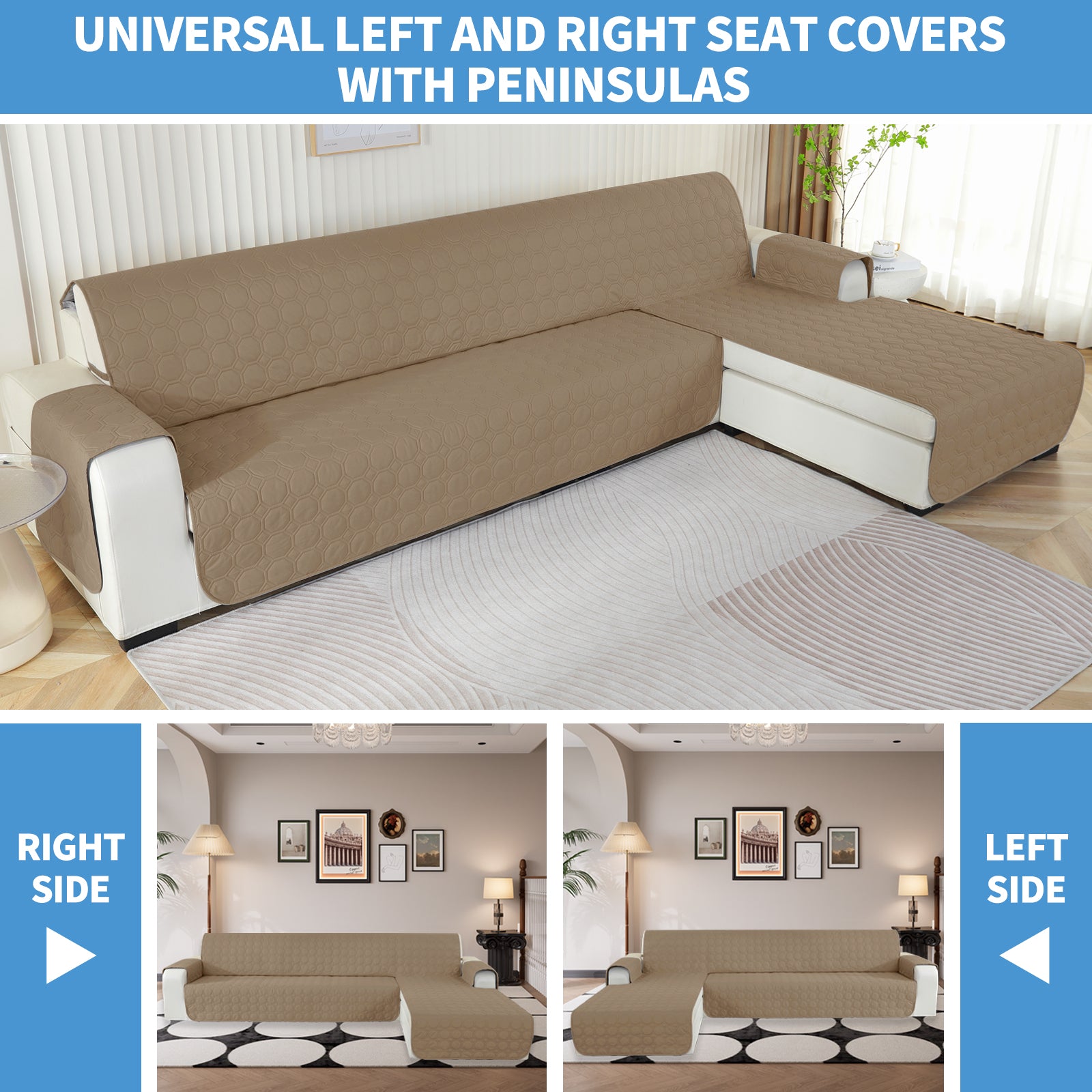 Copertura Impermeabile Reversibile per Divano Angolare a 2 Posti Penisola | YSTYLE