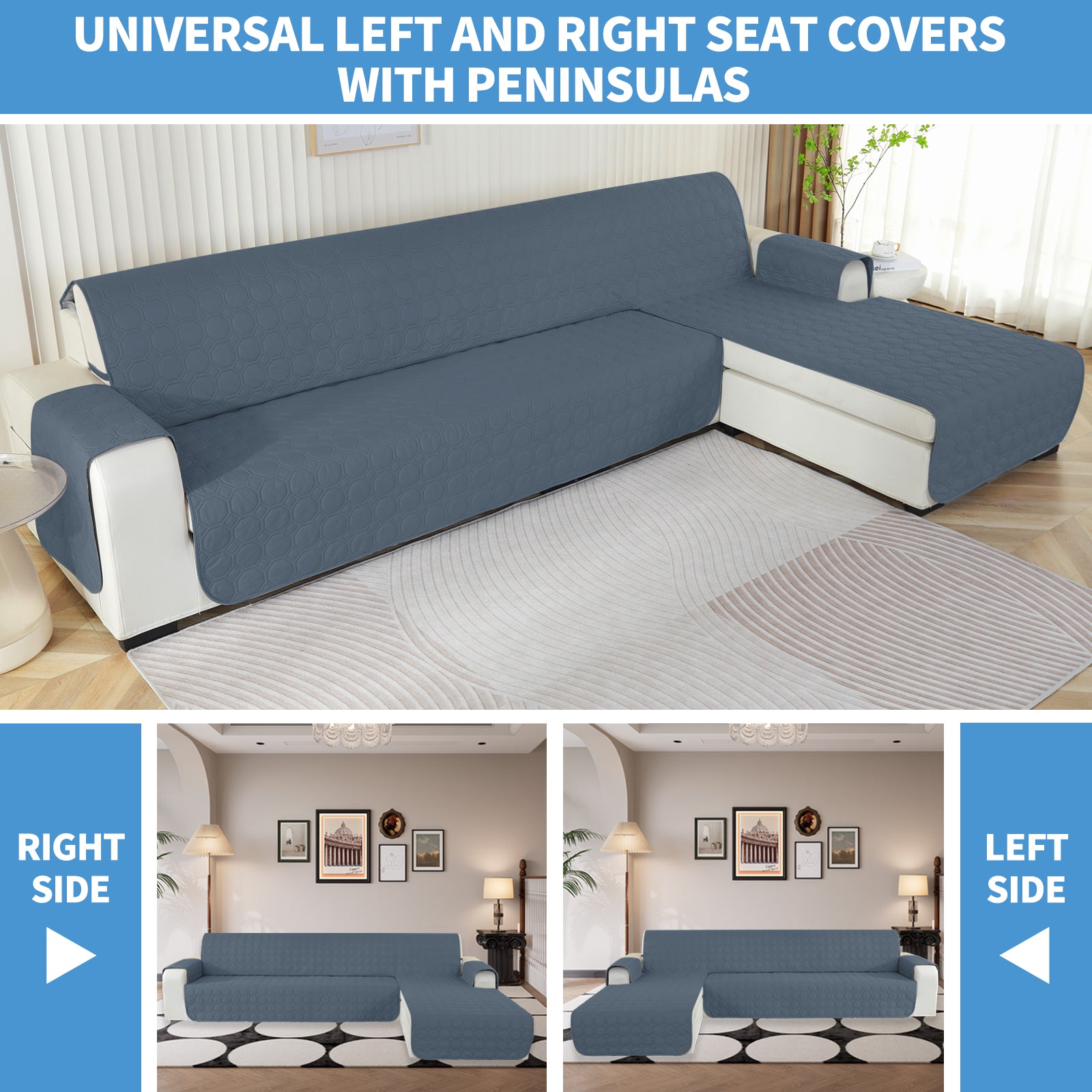 Copertura Impermeabile Reversibile per Divano Angolare a 2 Posti Penisola | YSTYLE