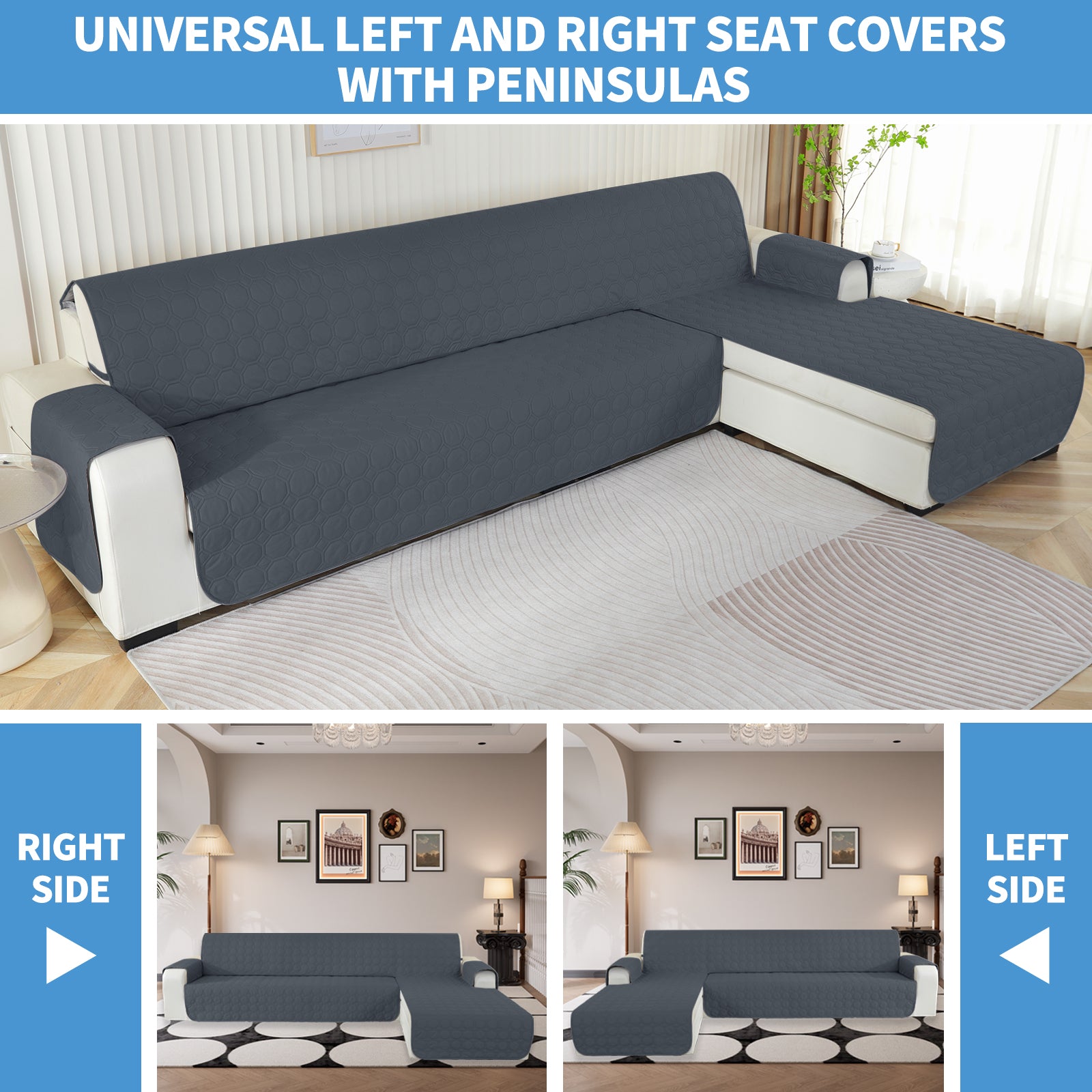 Copertura Impermeabile Reversibile per Divano Angolare a 2 Posti Penisola | YSTYLE