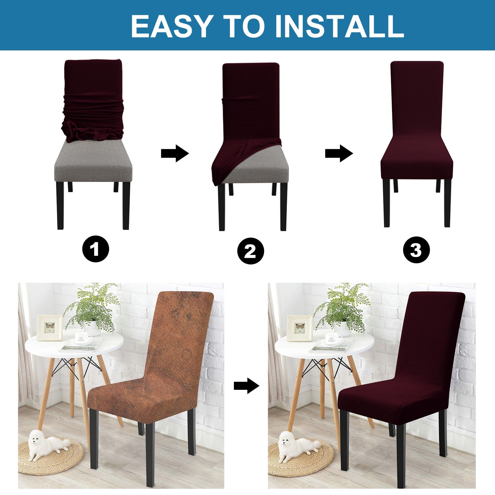 YSTYLE 6 Stück weiche Stretch-Stuhlbezüge mit Rückenlehne, universelle Passform