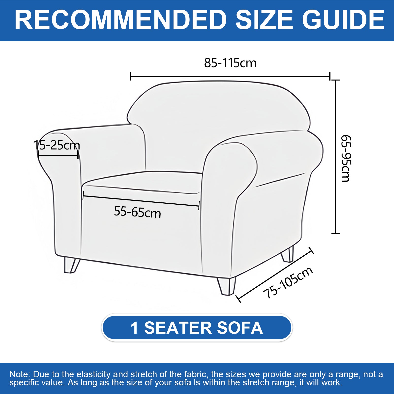 Ystyle 1-Seat Sofa Cover with Armrests, Elastic Universal Sofa Protector, Stain-Resistant & Non-Slip Sofa Slipcover, Anti-Scratch, Super Stretch, Machine Washable