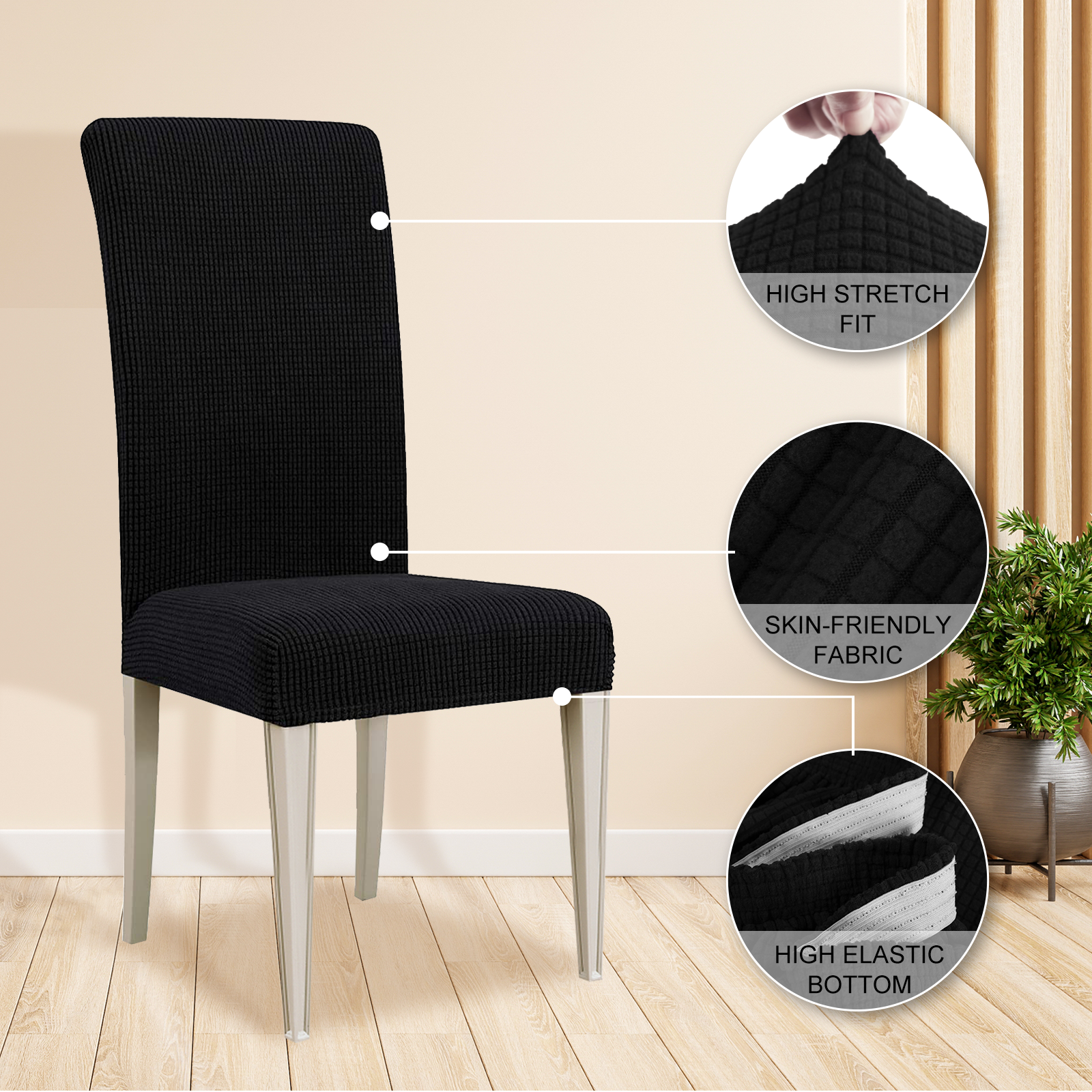 YSTYLE 6 Pieces Stretch Dining Chair Covers Jacquard Pattern