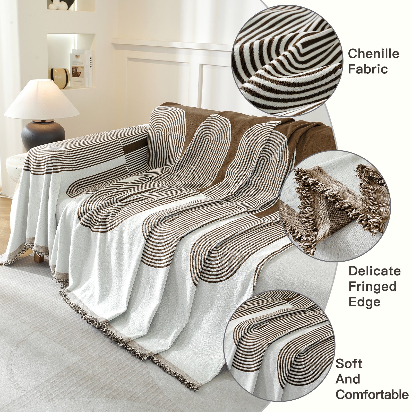 YSTYLE lavable couverture de canapé 4 places Throw 180x380CM Soft