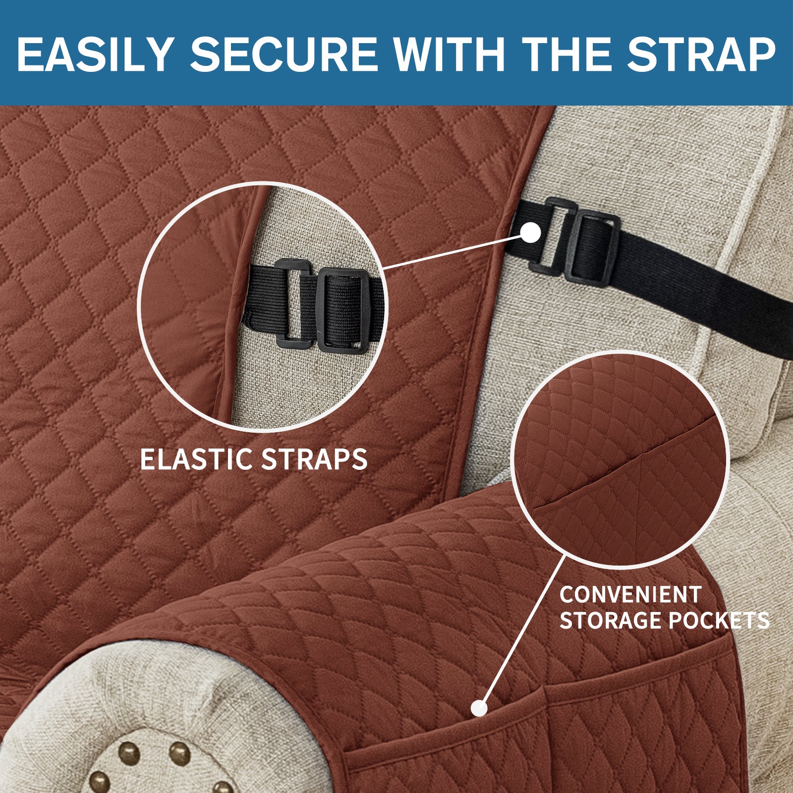 Copertura per divano impermeabile YSTYLE per 3 posti con braccioli, antiscivolo