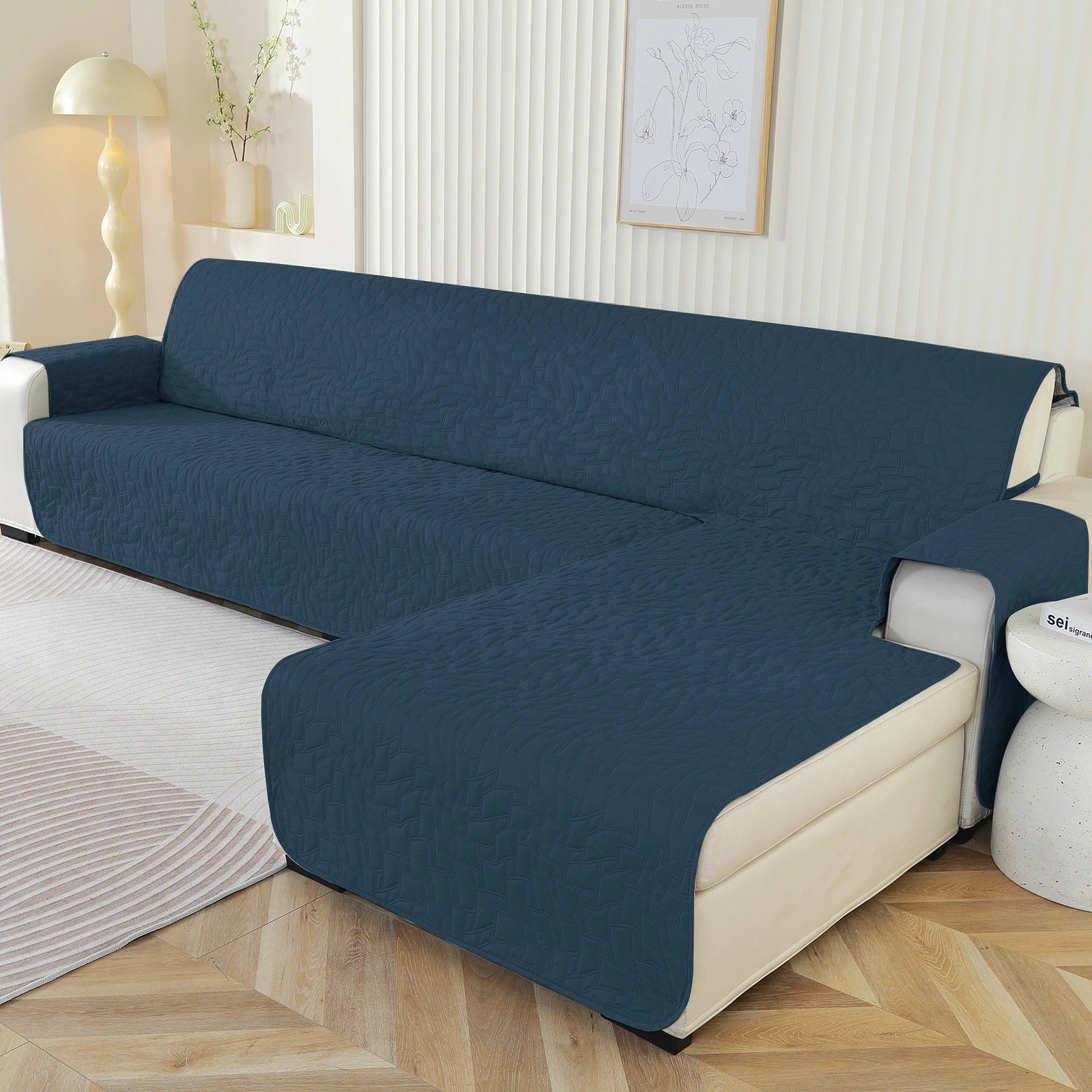 YSYLE L-Forma para Cubierta de Sofá de 3 Lugares - Impermeable, Antideslizante, Anti-Rascado de Gato, Protección Acolchada - Forma Cuadrada