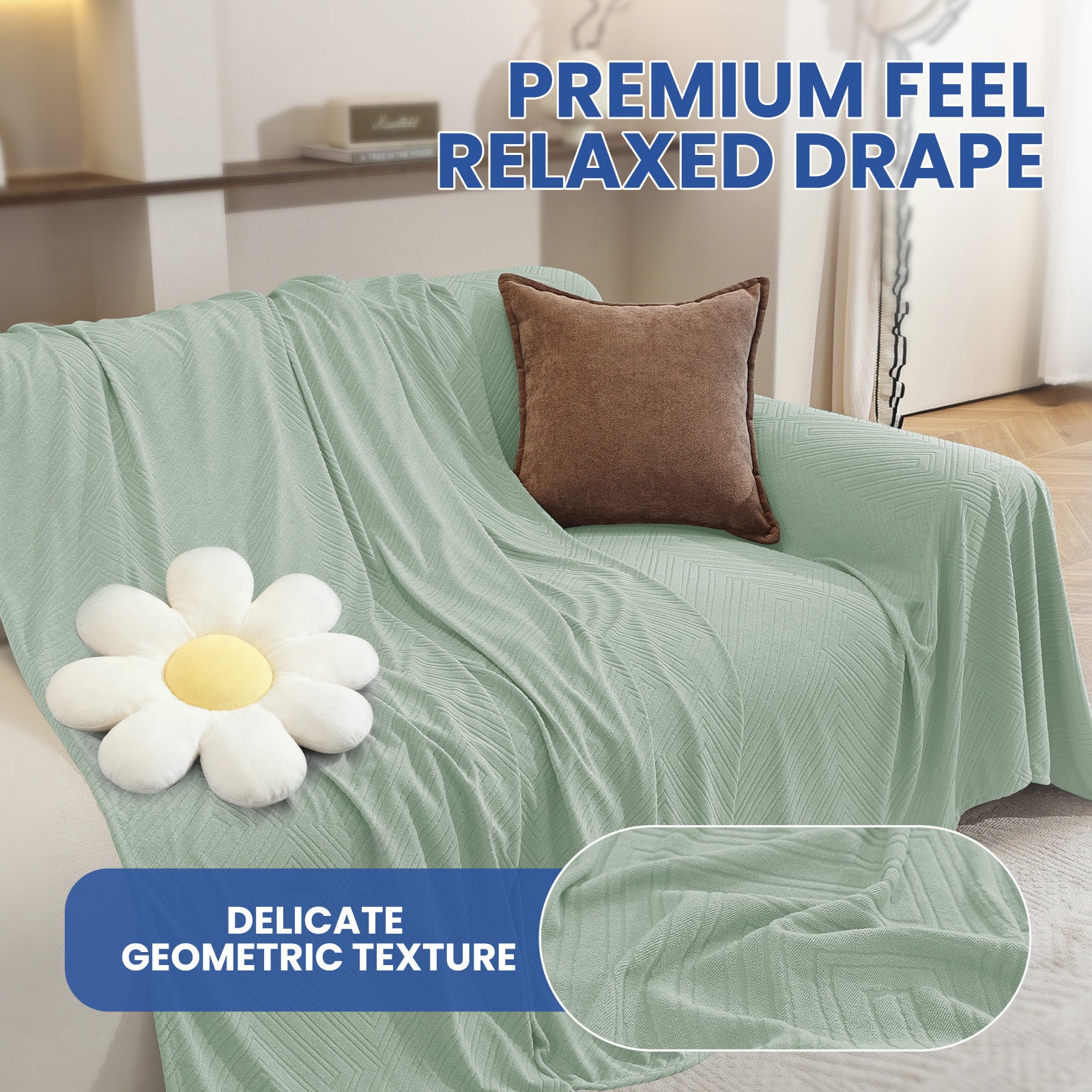 Ystyle 3 Seater Sofa Cover, 180x340 cm, Anti-Claw Protection, Soft Universal Sofa Cover, Anti-Dust, Large Size Modern Washable Sofa Throw