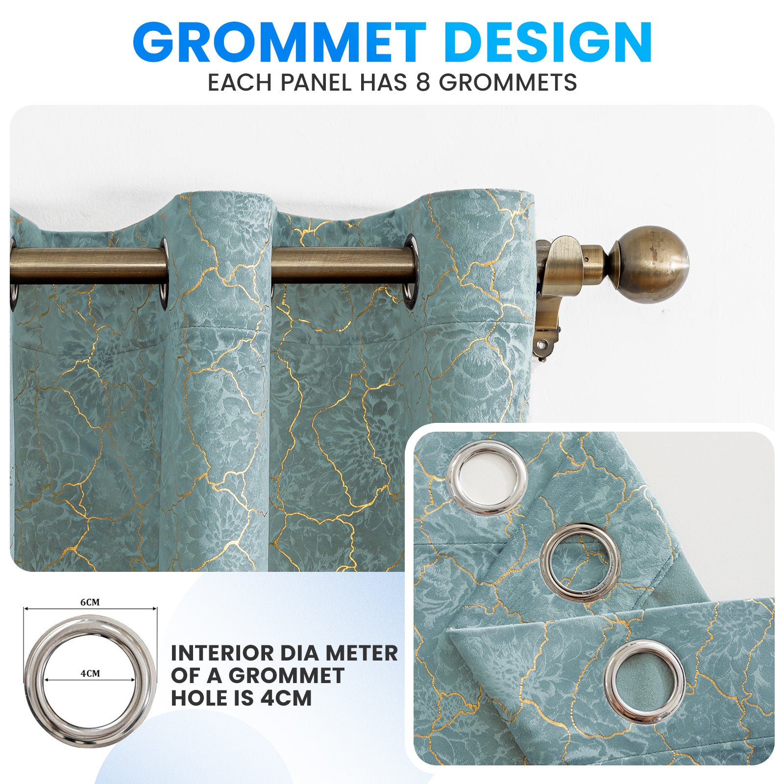 Ystyle 2 Stück Samt Verdunklungs Vorhänge 140x225 cm Gold Druck